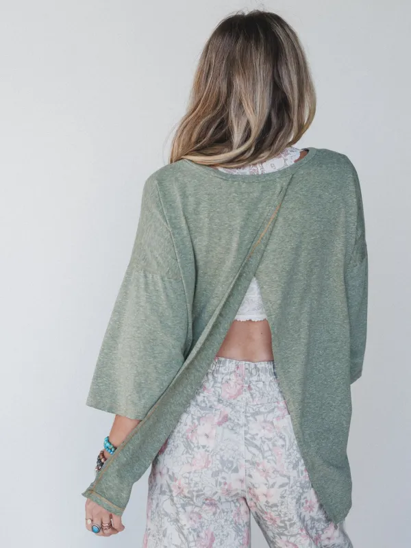 The Nest Callie Split Back Top - Olive made by Three Bird Nest