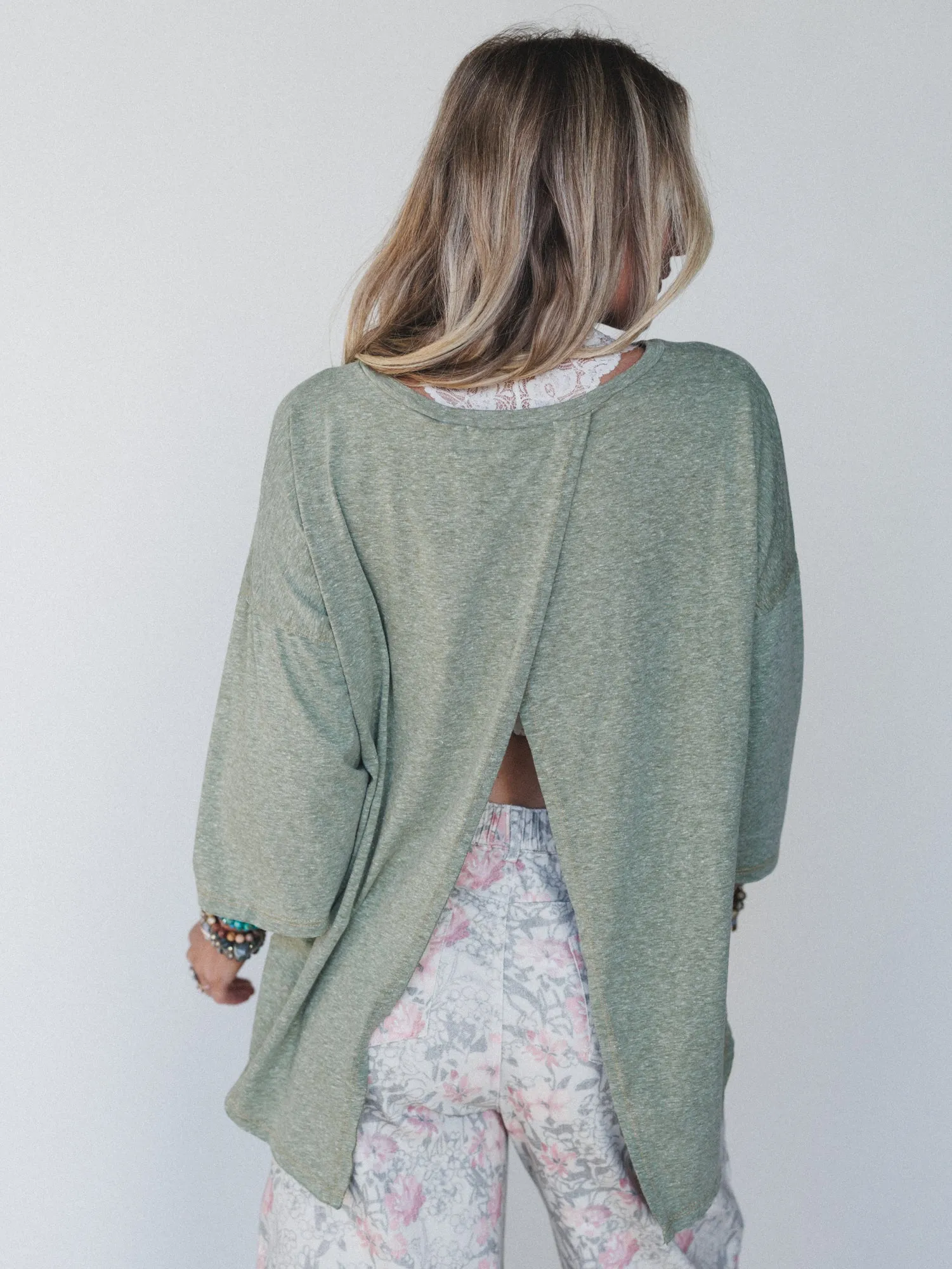 The Nest Callie Split Back Top - Olive sold by Three Bird Nest product image thumbnail 4