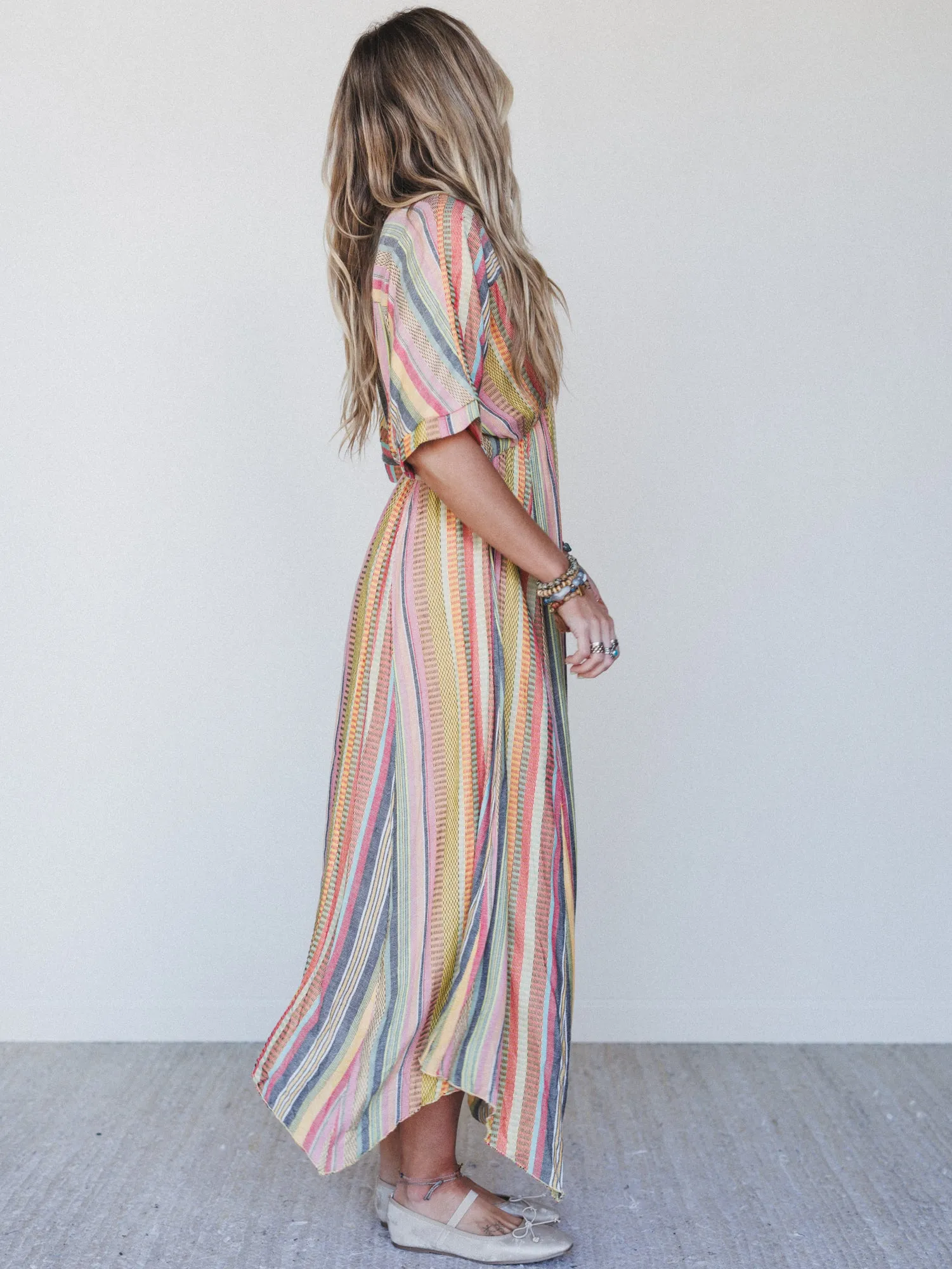 Island Tan V Neck Maxi Dress - Yellow Multi sold by Three Bird Nest product image thumbnail 5