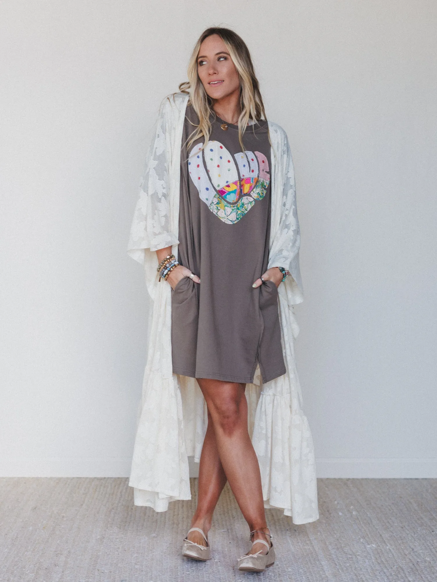 Soft Heart Tee Dress - Mocha sold by Three Bird Nest product image thumbnail 4