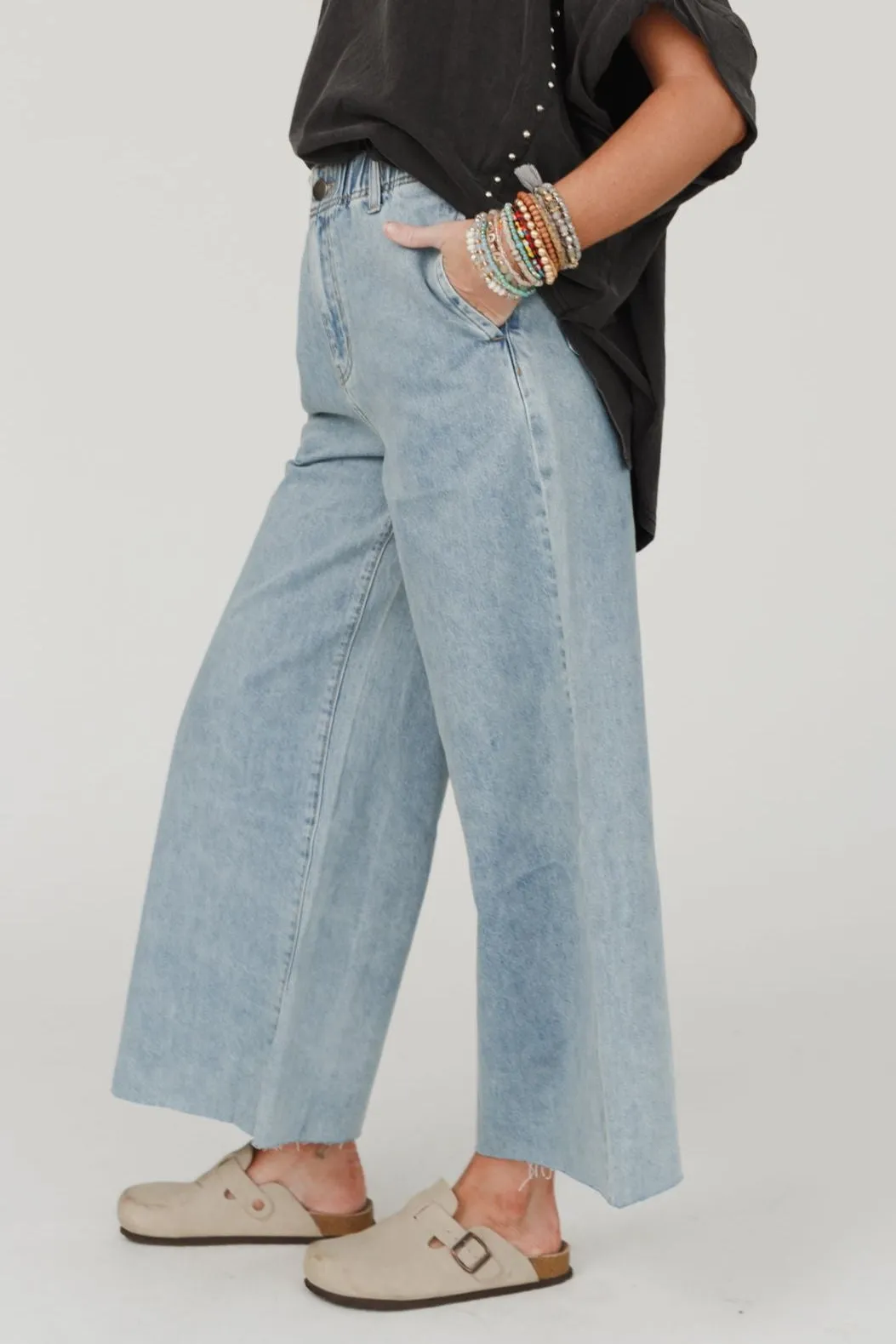 Simply You Wide Leg Jeans - Washed Denim sold by Three Bird Nest product image thumbnail 2