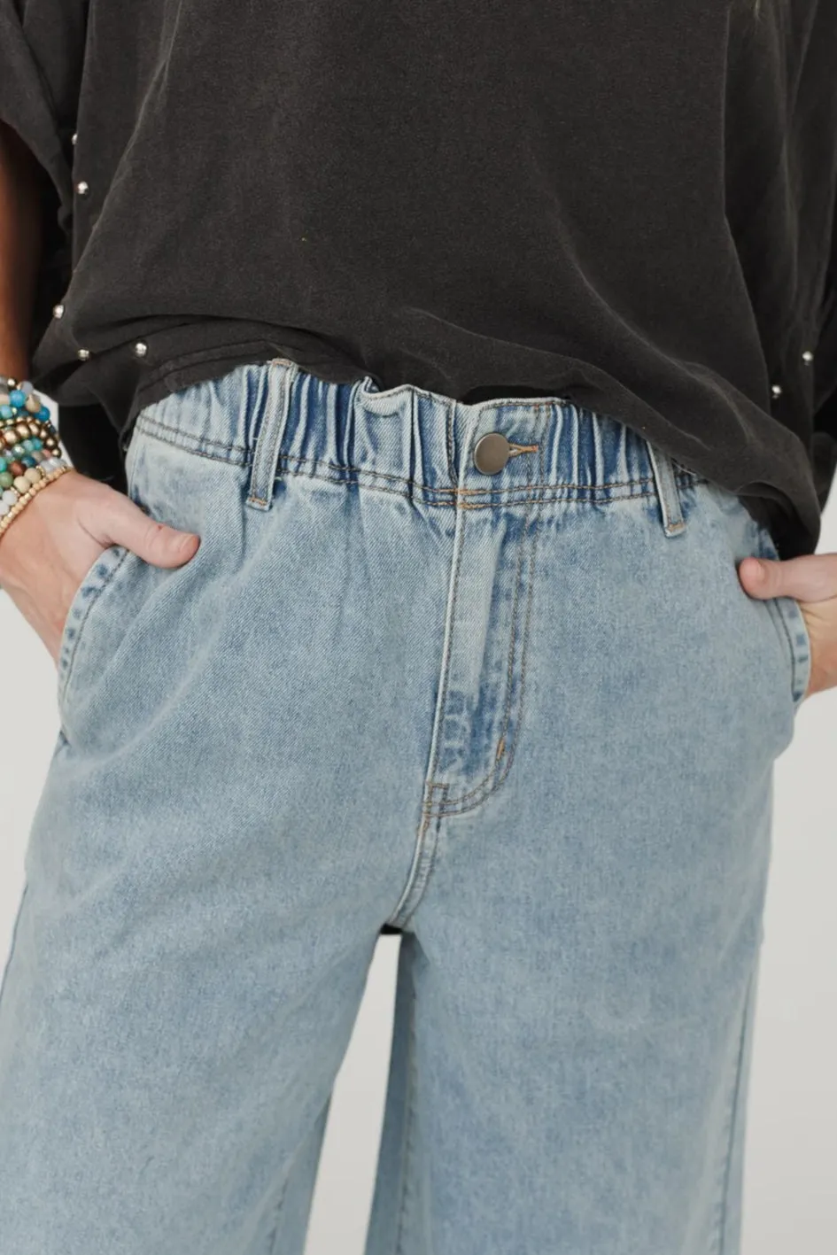 Simply You Wide Leg Jeans - Washed Denim sold by Three Bird Nest product image thumbnail 3