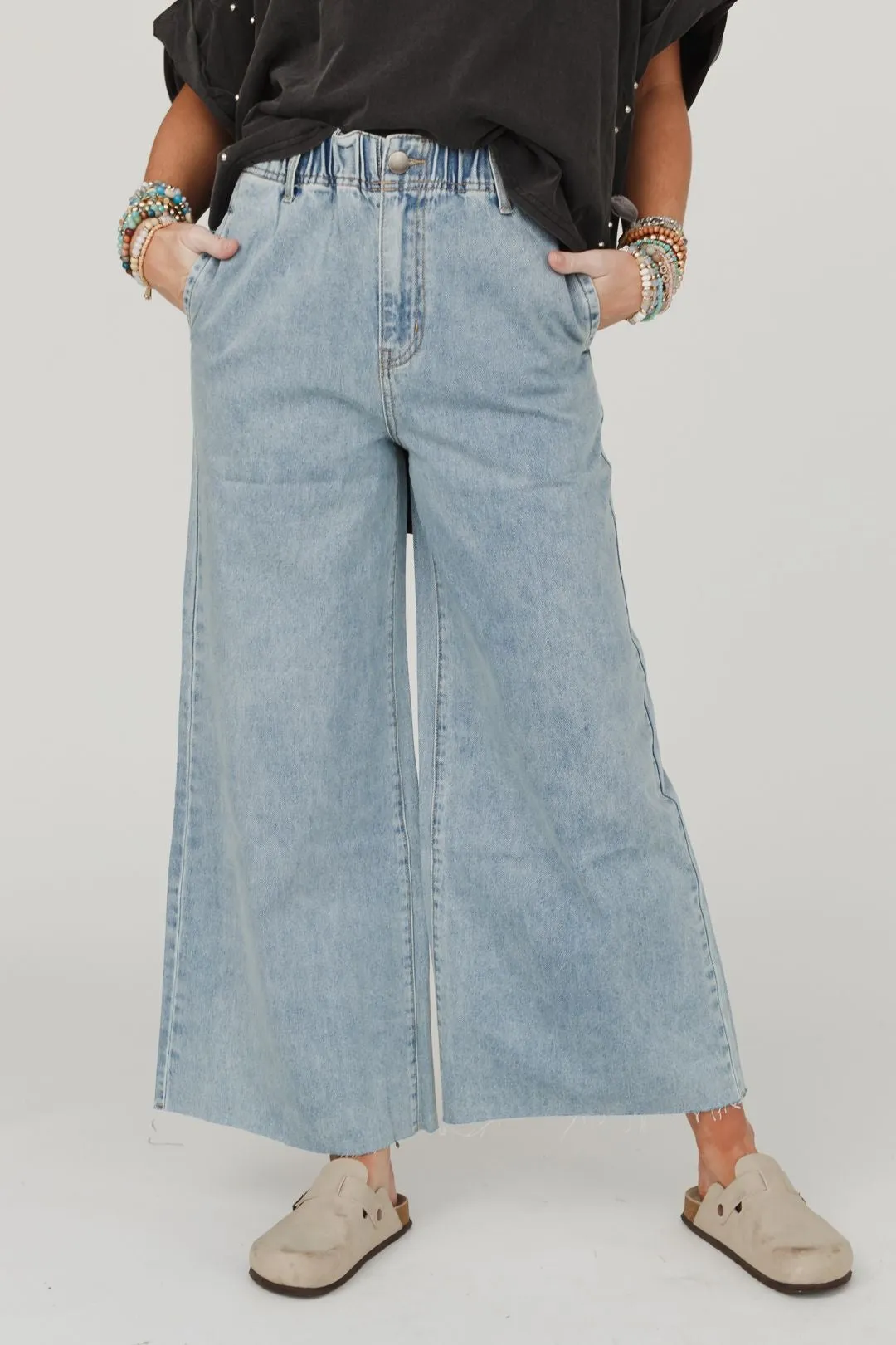 Simply You Wide Leg Jeans - Washed Denim sold by Three Bird Nest product image thumbnail 4