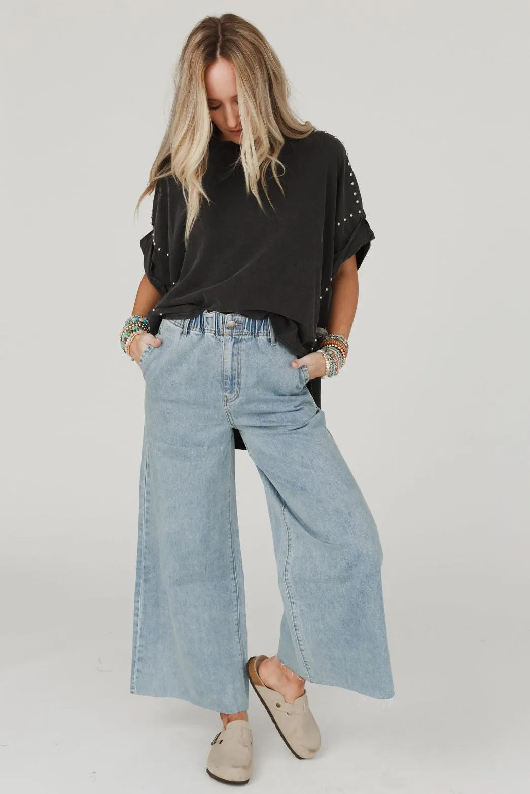 Simply You Wide Leg Jeans - Washed Denim sold by Three Bird Nest