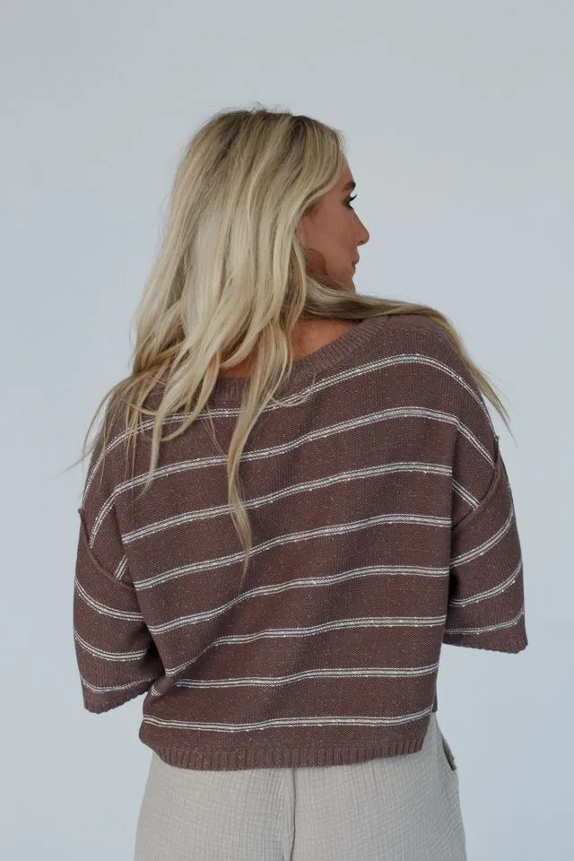 Coastal Stripe Top - Mocha sold by Three Bird Nest product image thumbnail 4