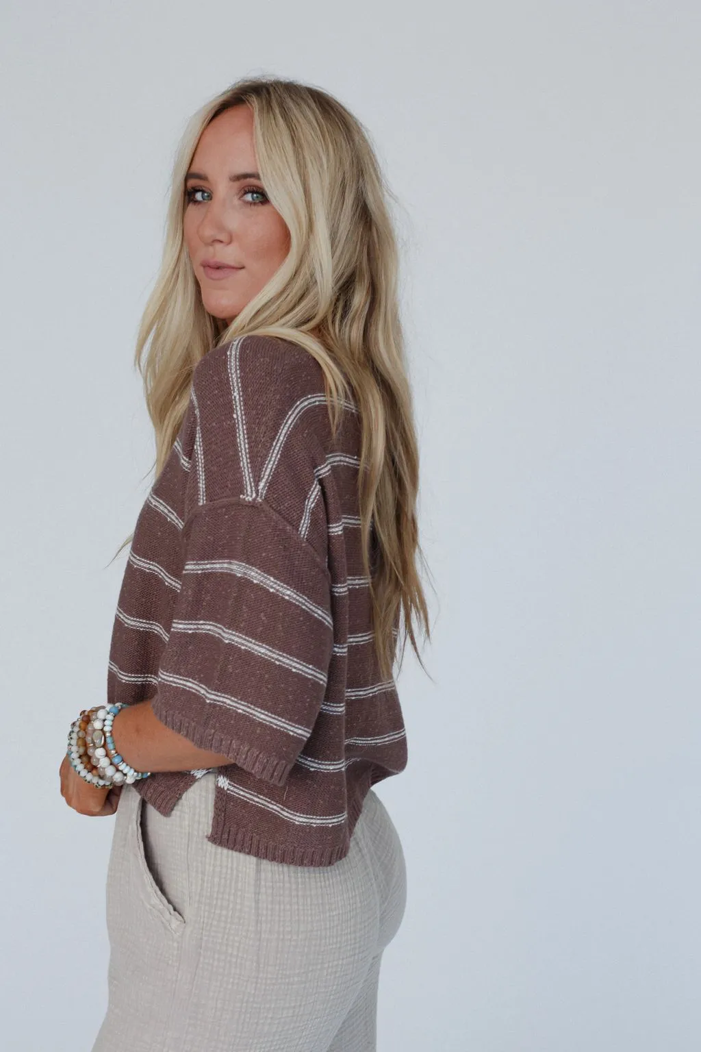 Coastal Stripe Top - Mocha sold by Three Bird Nest product image thumbnail 3