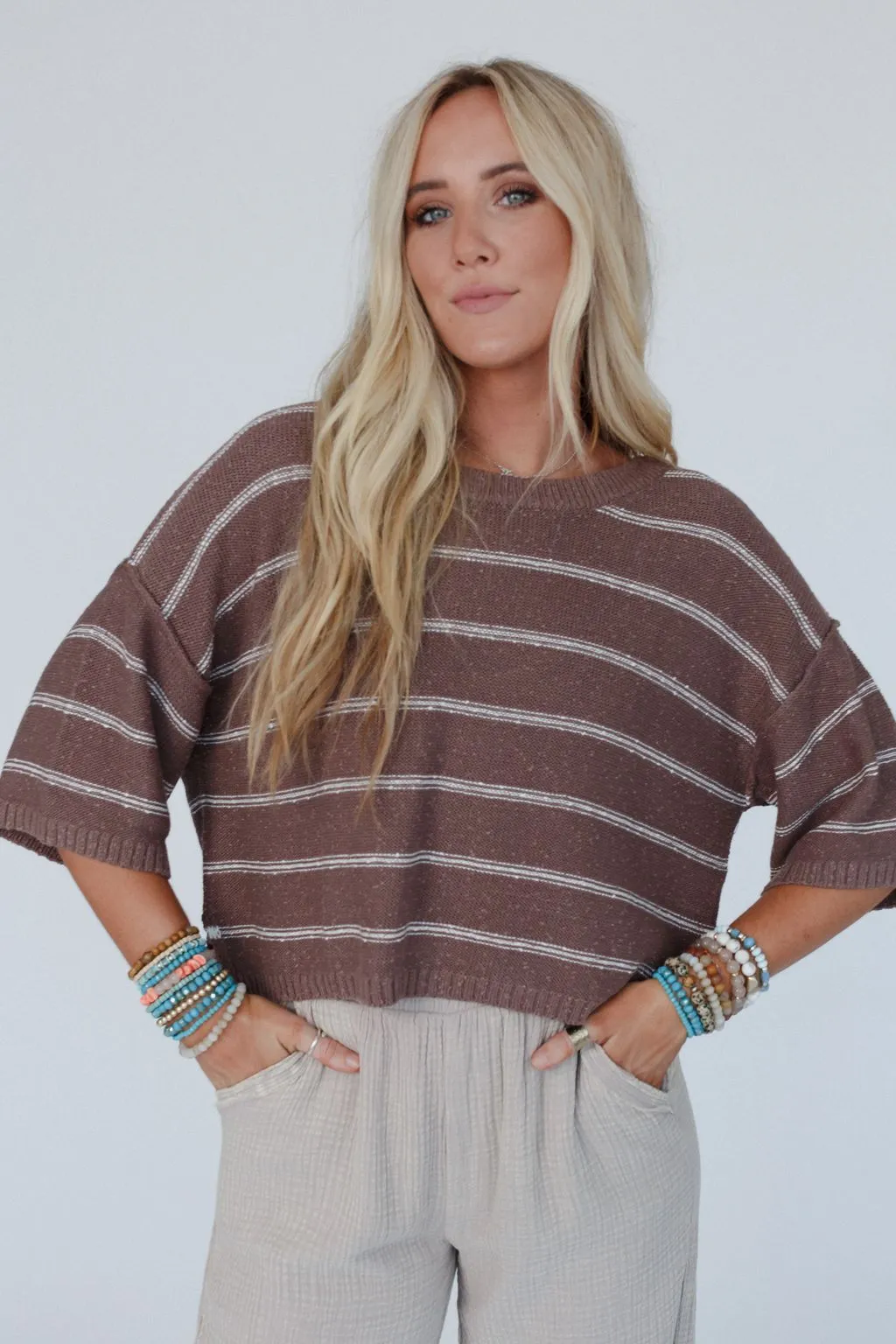 Coastal Stripe Top - Mocha sold by Three Bird Nest product image thumbnail 2