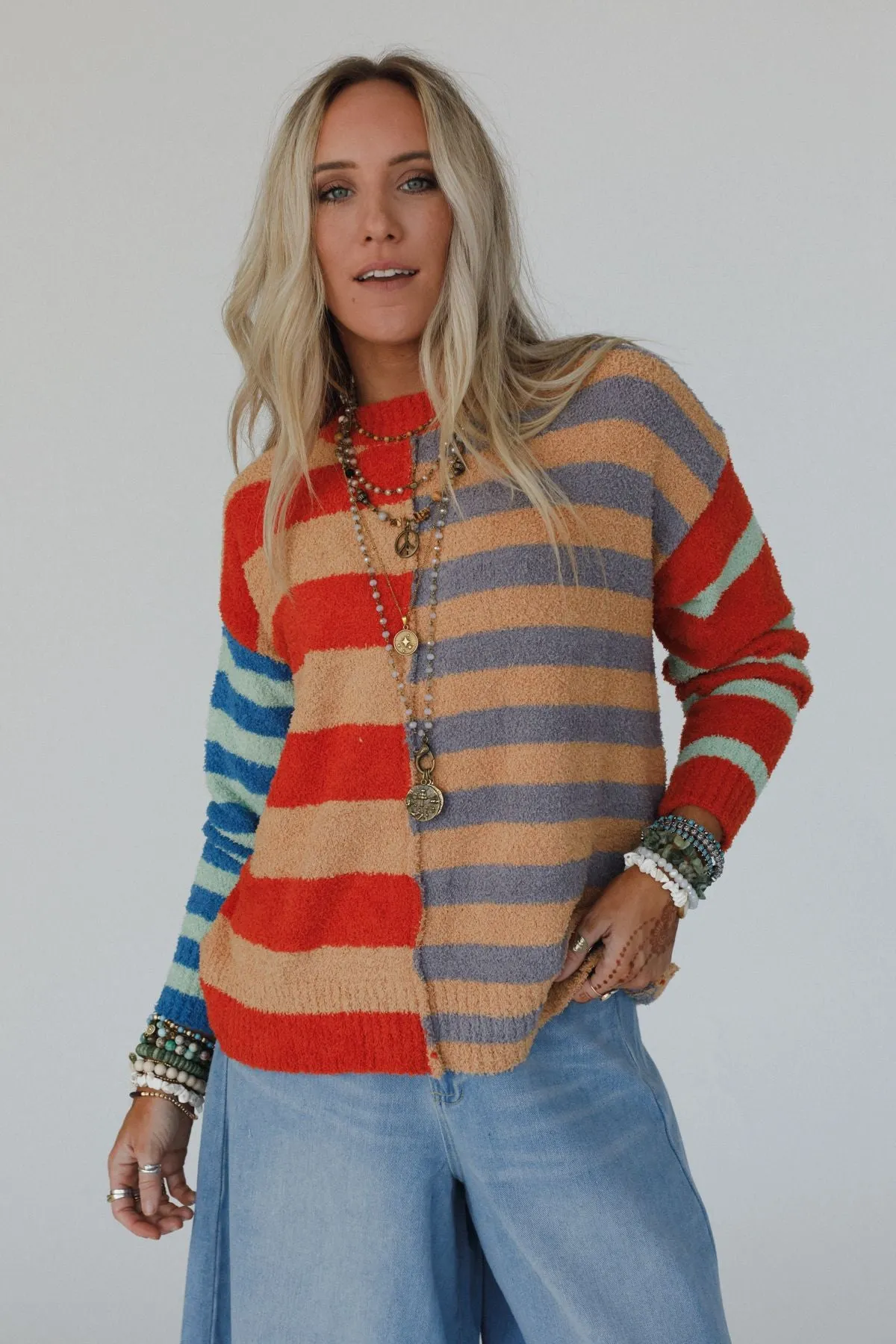 Dulcie Striped Sweater - Camel sold by Three Bird Nest