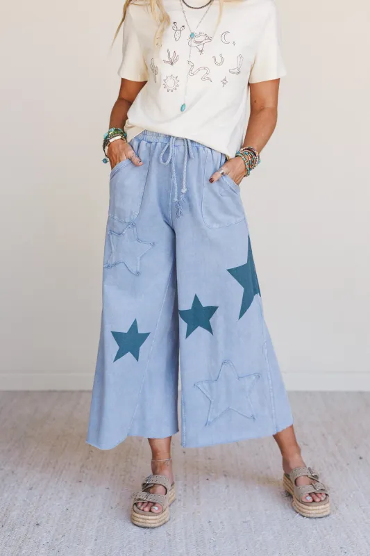 Wishful Thinking Wide Leg Pants - Blue made by easel