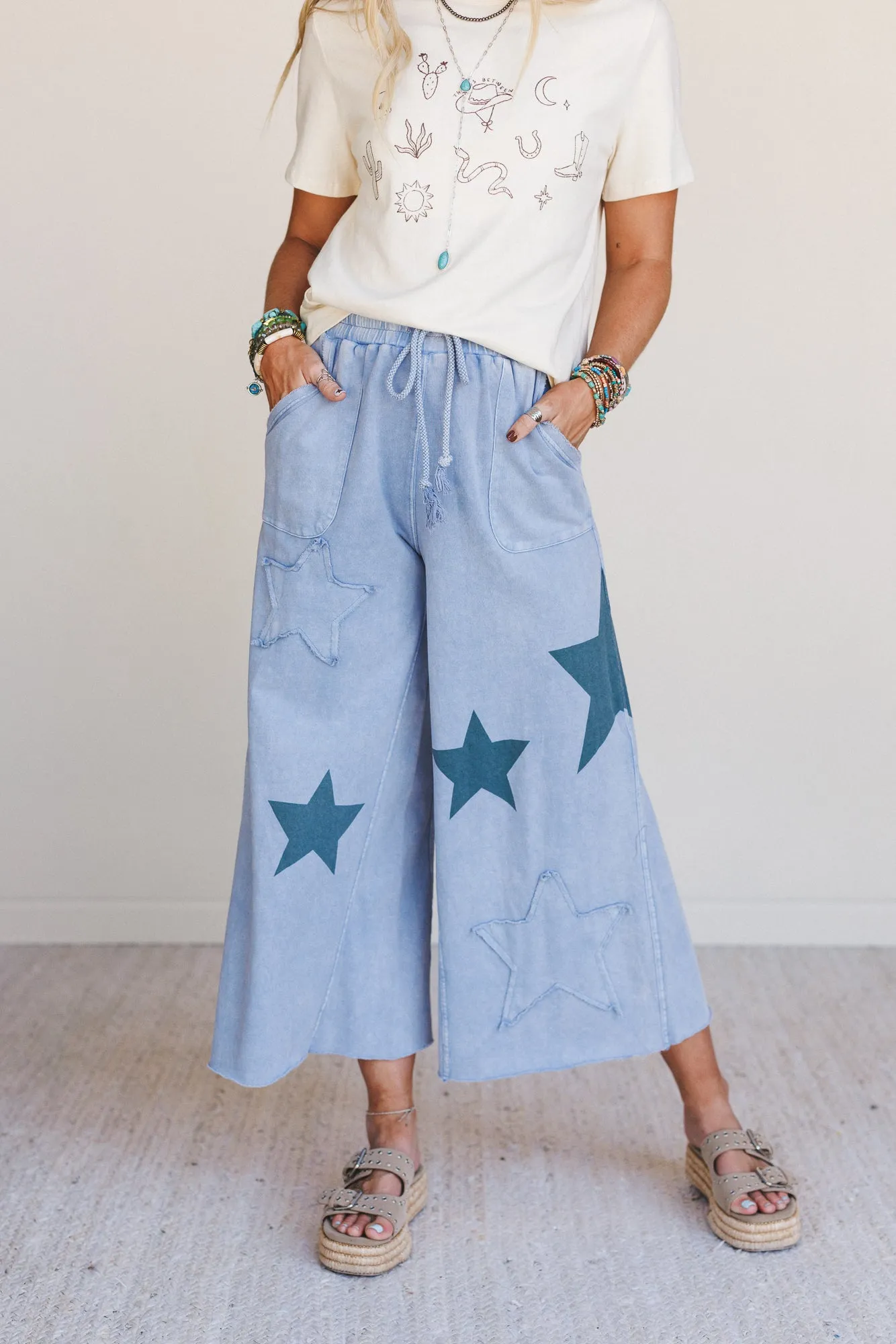 Wishful Thinking Wide Leg Pants - Blue sold by Three Bird Nest
