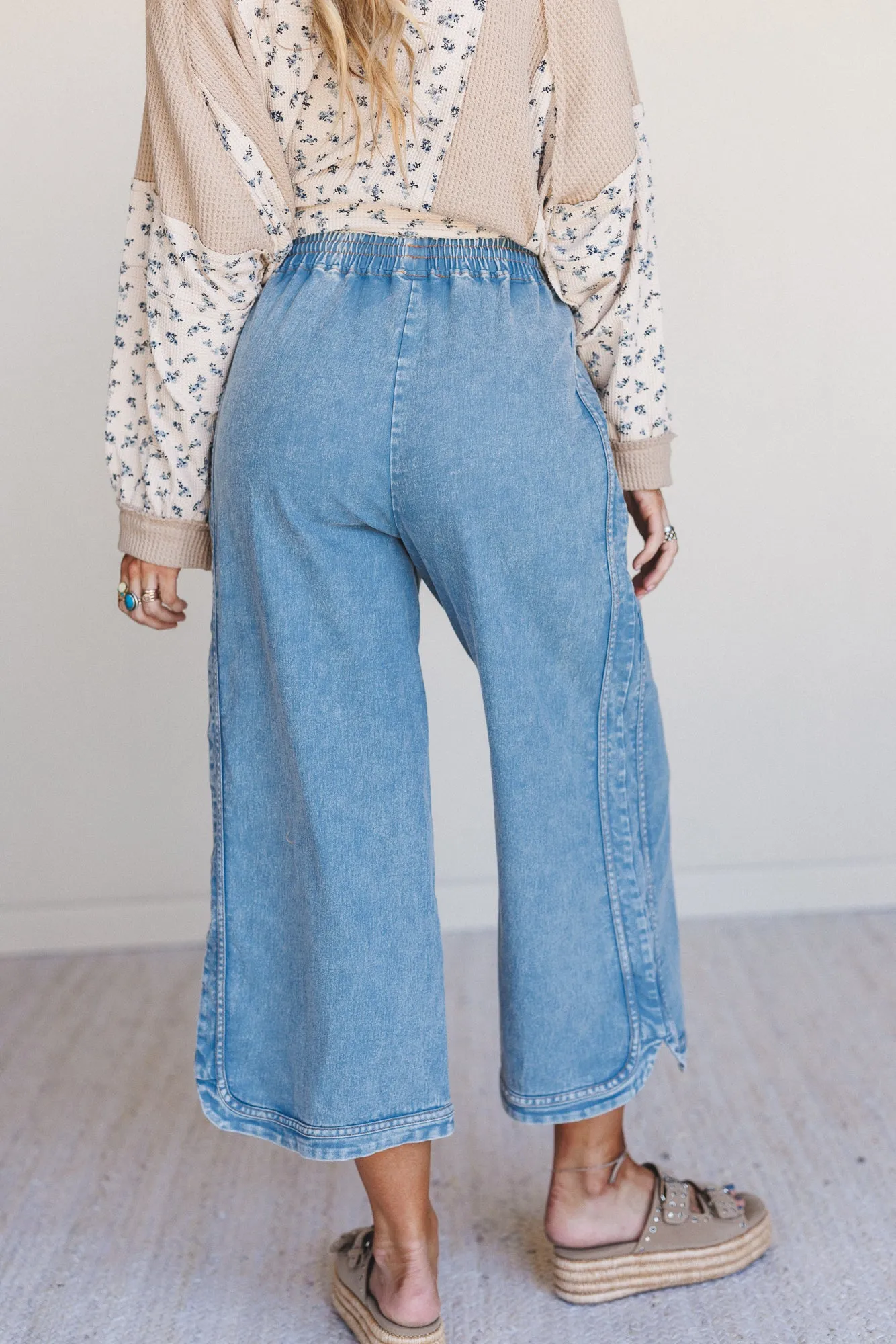 So Comfy Denim Wide Leg Pants - Denim sold by Three Bird Nest product image thumbnail 5