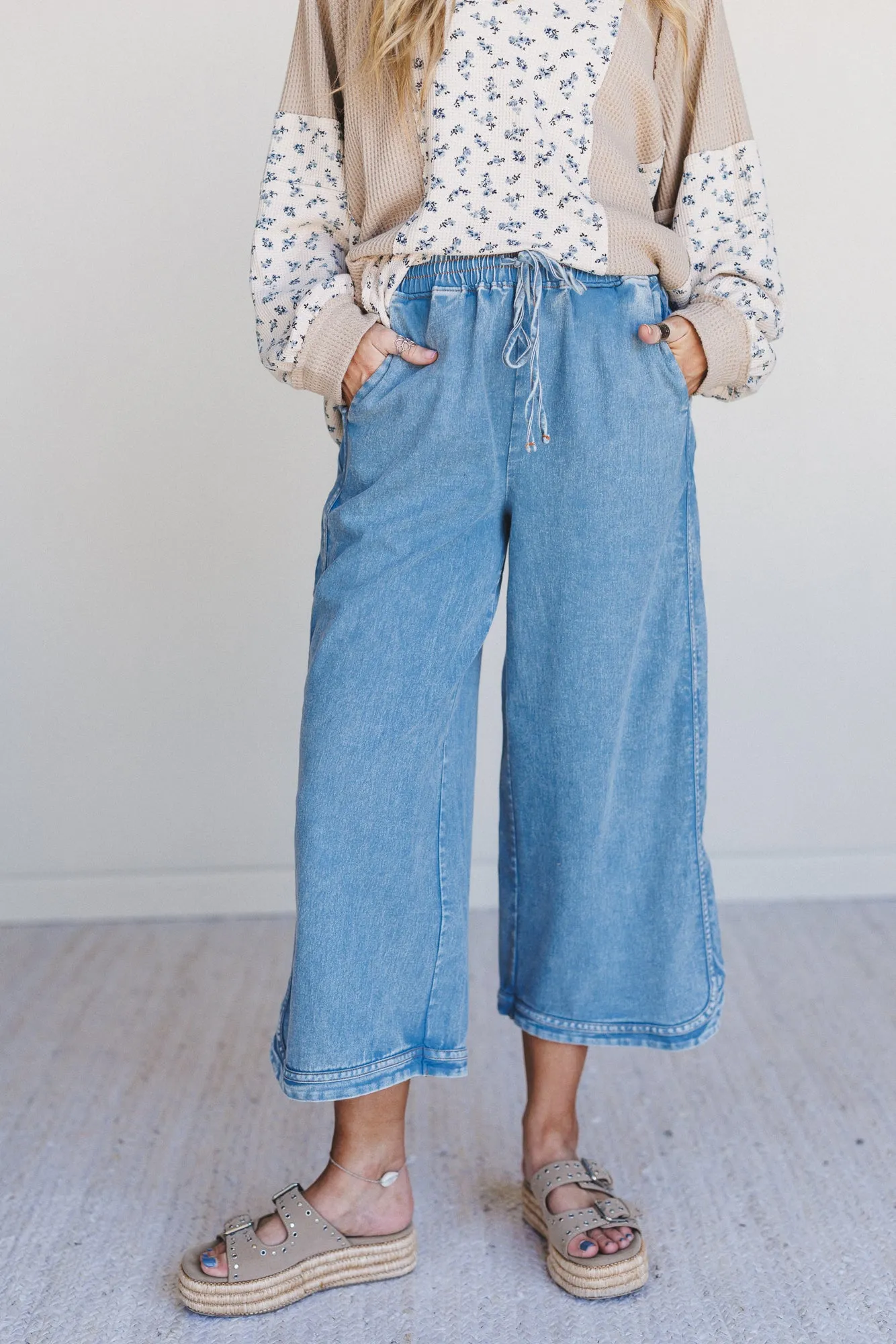So Comfy Denim Wide Leg Pants - Denim sold by Three Bird Nest product image thumbnail 4