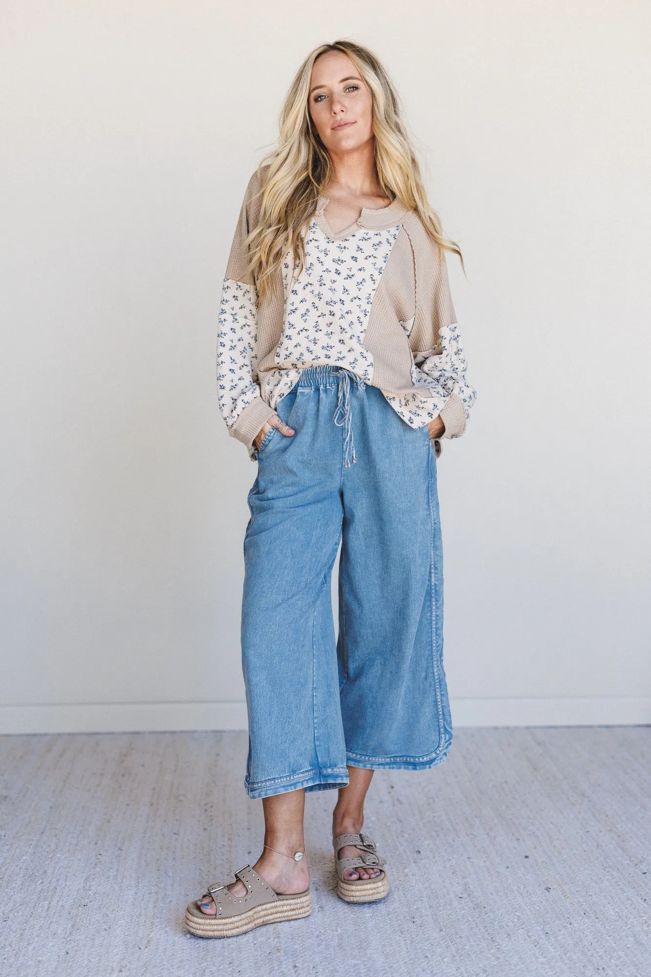 So Comfy Denim Wide Leg Pants - Denim sold by Three Bird Nest product image thumbnail 3