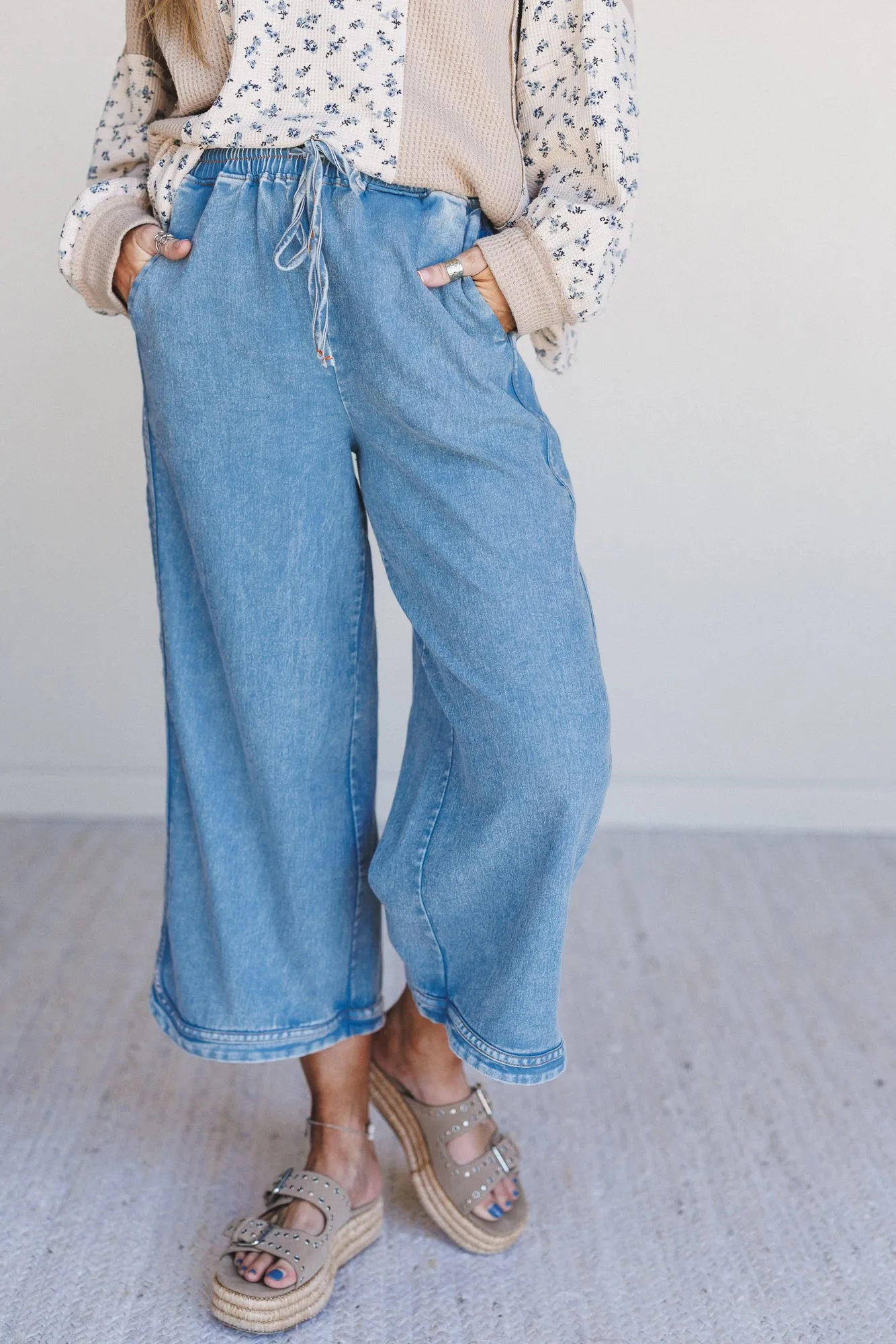 So Comfy Denim Wide Leg Pants - Denim sold by Three Bird Nest product image thumbnail 2