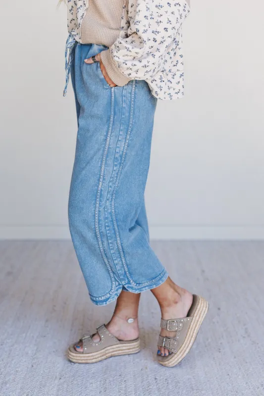 So Comfy Denim Wide Leg Pants - Denim sold by Three Bird Nest