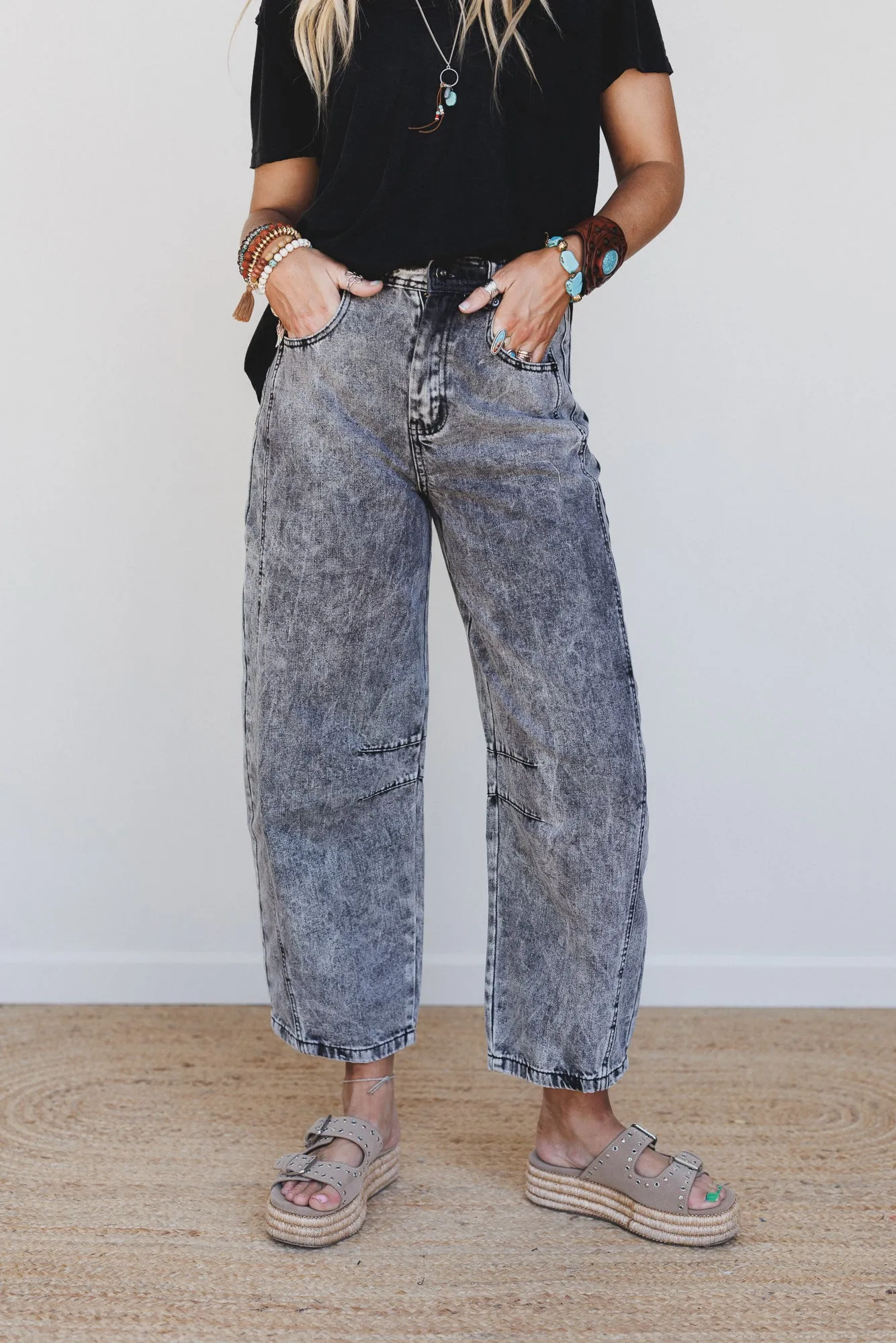 Lucky Break Barrel Jeans - Grey sold by Three Bird Nest product image thumbnail 2