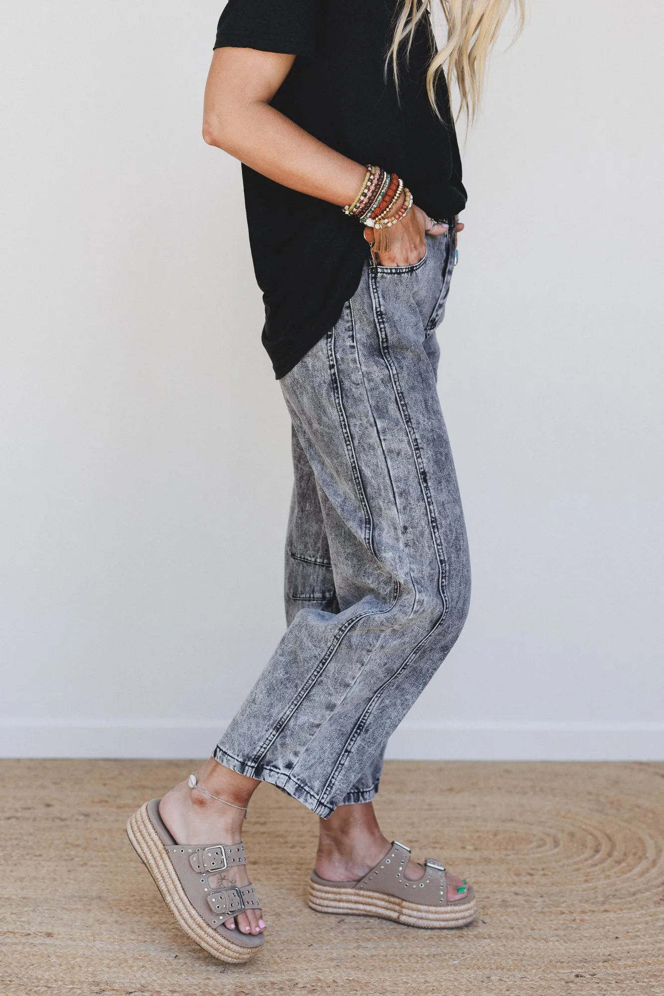 Lucky Break Barrel Jeans - Grey sold by Three Bird Nest product image thumbnail 4