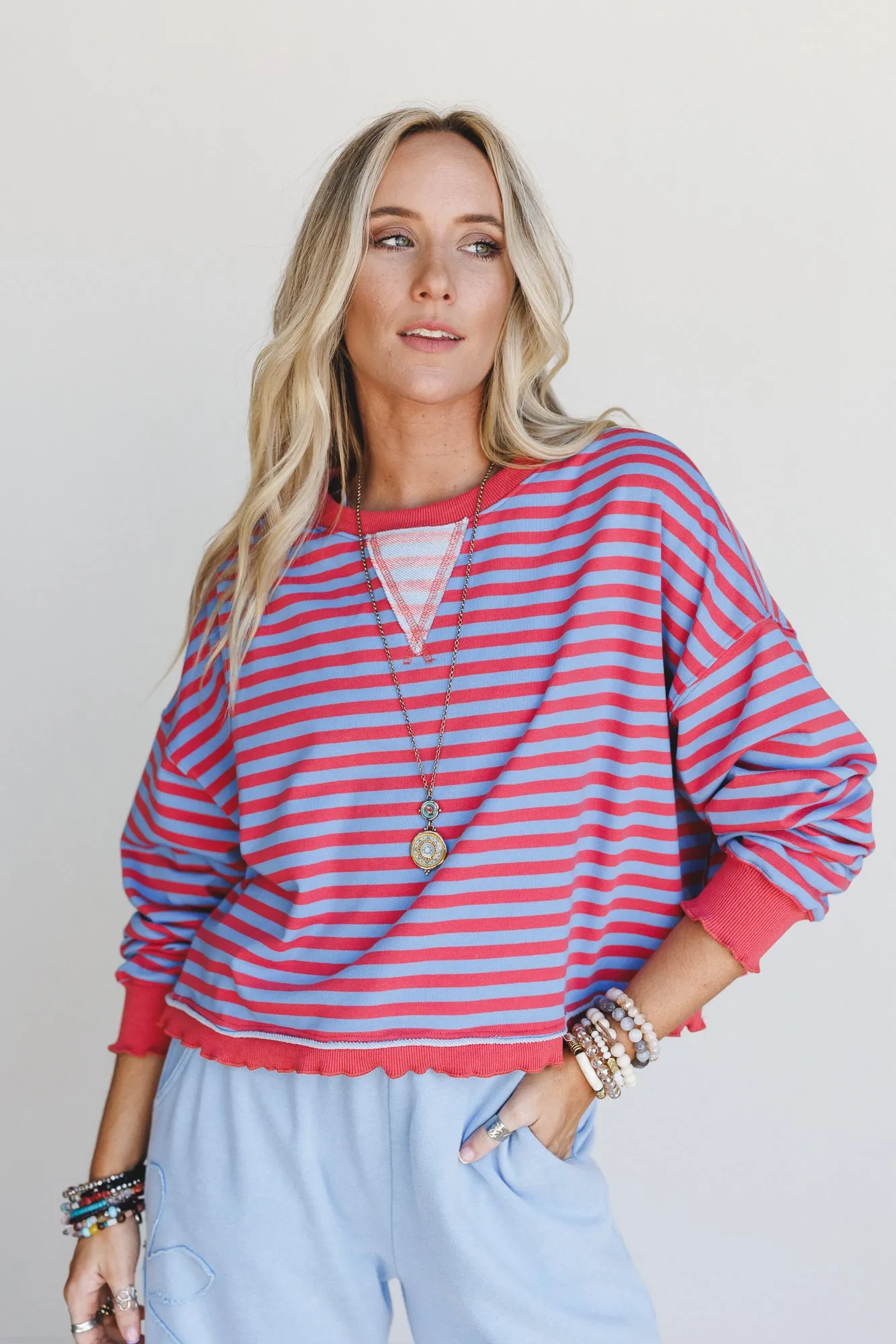 Freestyle Striped Top - Blue Multi sold by Three Bird Nest