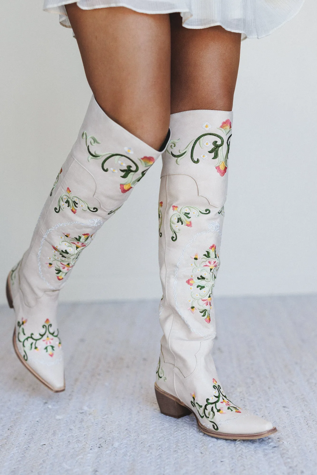 Cowgirl Bloom Embroidered Boots - Cream sold by Three Bird Nest product image thumbnail 4
