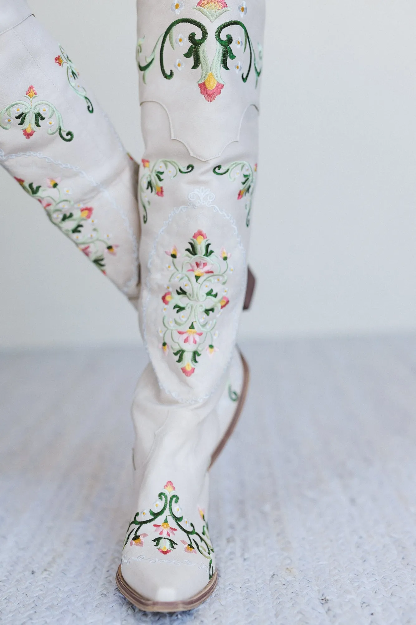 Cowgirl Bloom Embroidered Boots - Cream sold by Three Bird Nest product image thumbnail 5
