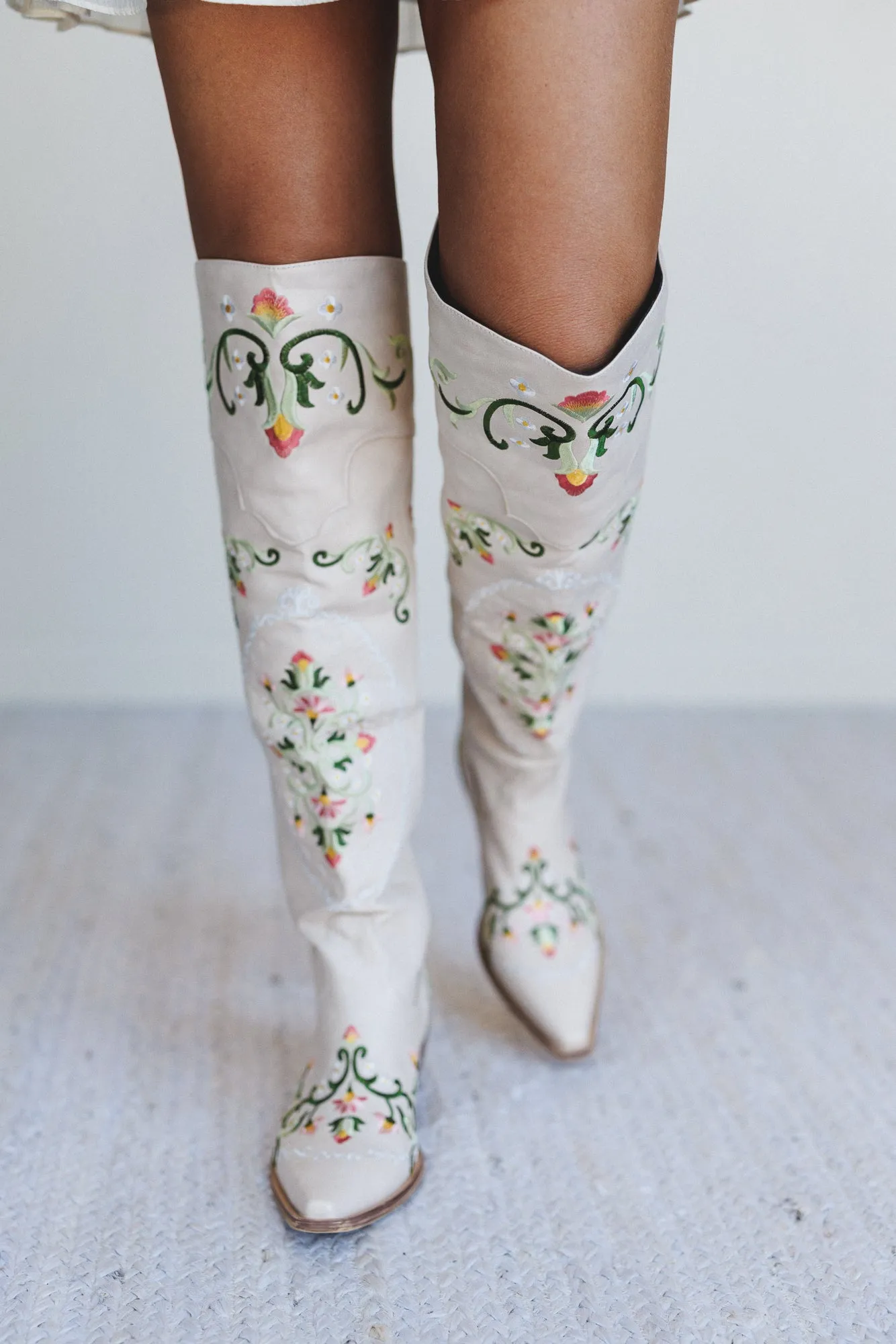 Cowgirl Bloom Embroidered Boots - Cream sold by Three Bird Nest product image thumbnail 3