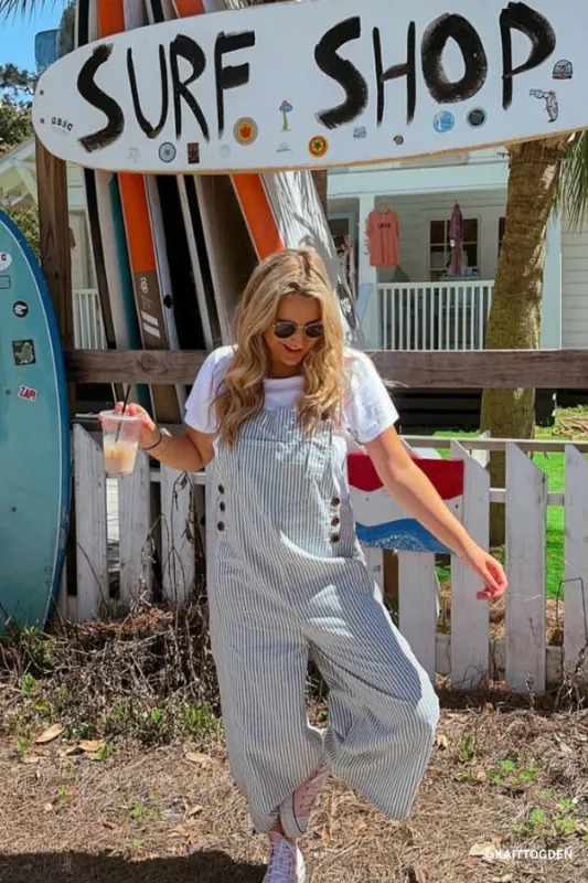 High Hopes Denim Overalls - Denim Stripe made by easel