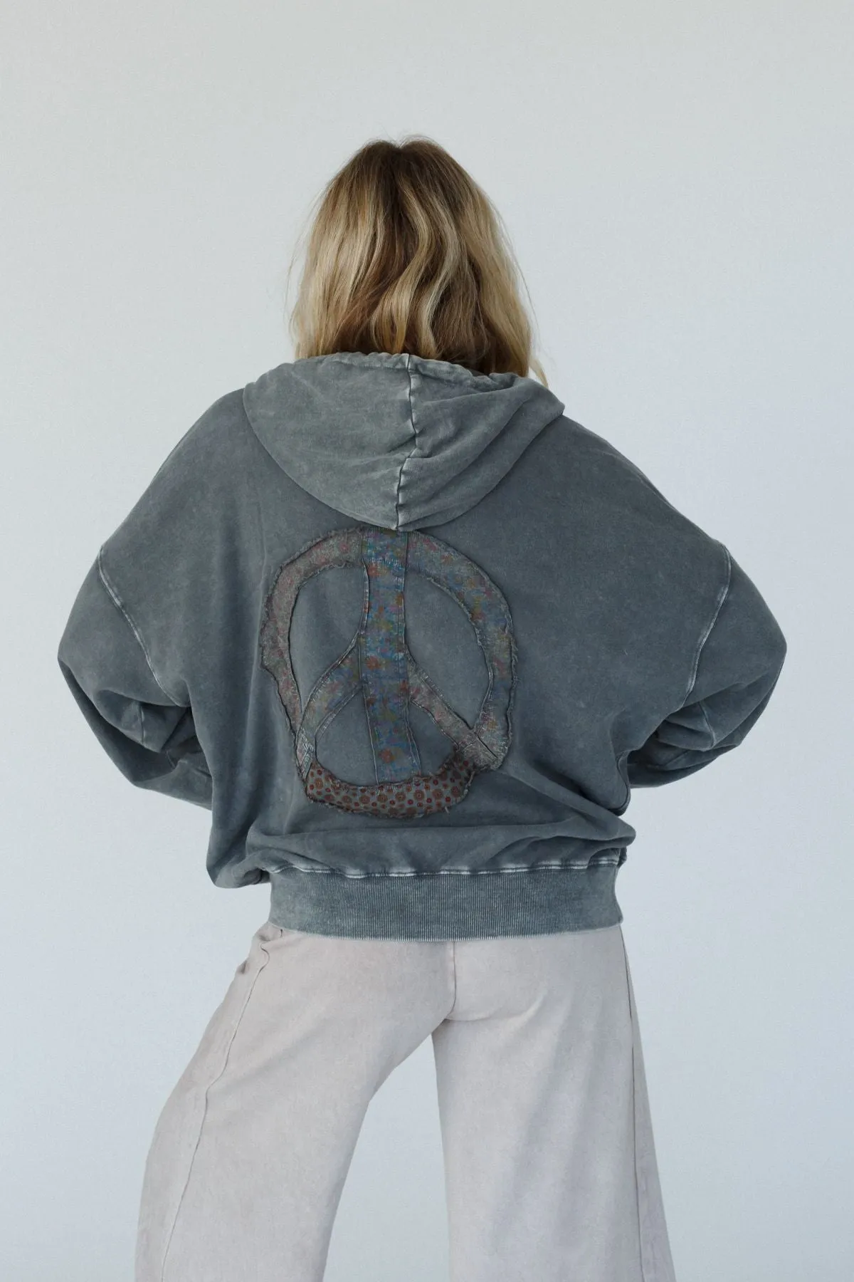 Janelle Peace Patch Sweatshirt Top - Ash sold by Three Bird Nest product image thumbnail 3