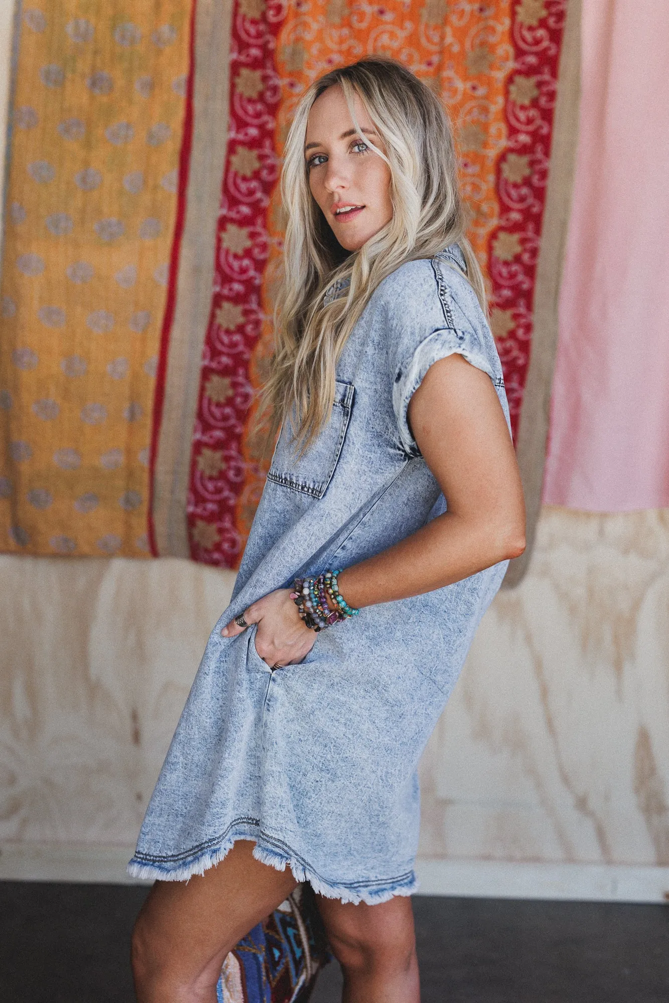 Winning Mood Denim Dress - Light Wash sold by Three Bird Nest product image thumbnail 3