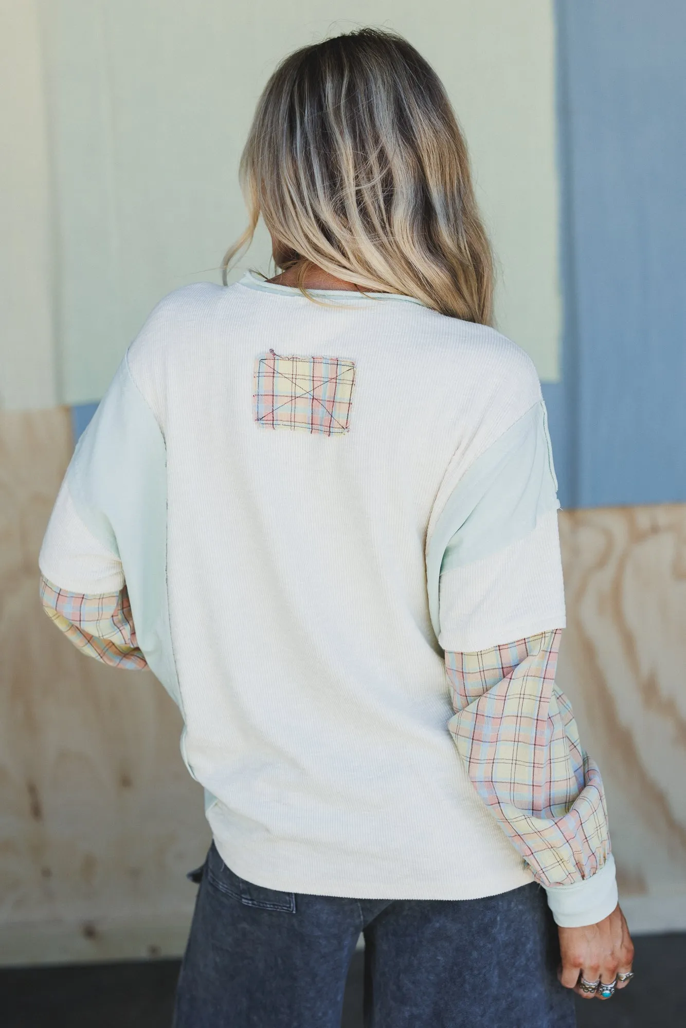 Patch Your Soul Peace Top - Oatmeal sold by Three Bird Nest product image thumbnail 4