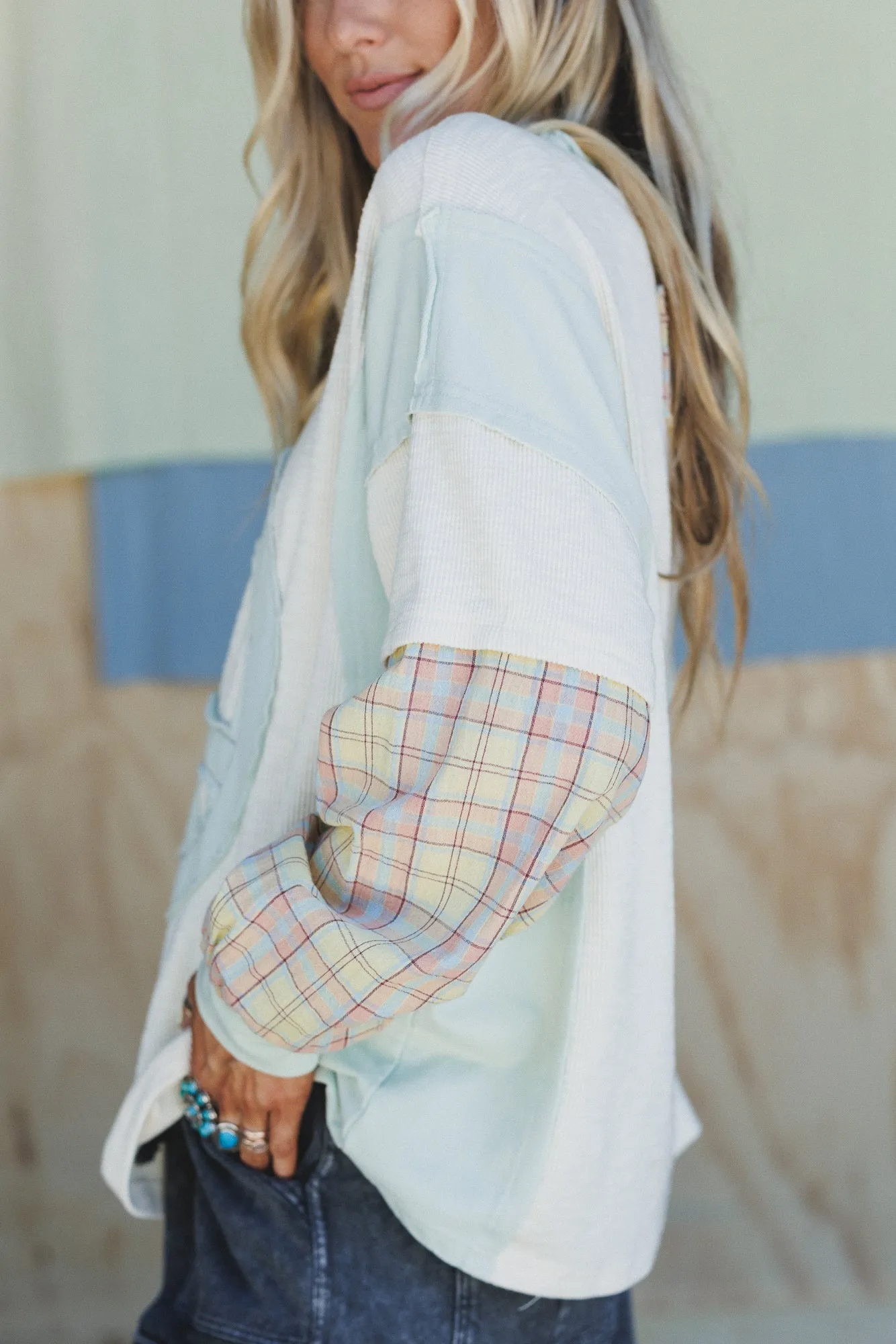 Patch Your Soul Peace Top - Oatmeal sold by Three Bird Nest product image thumbnail 3