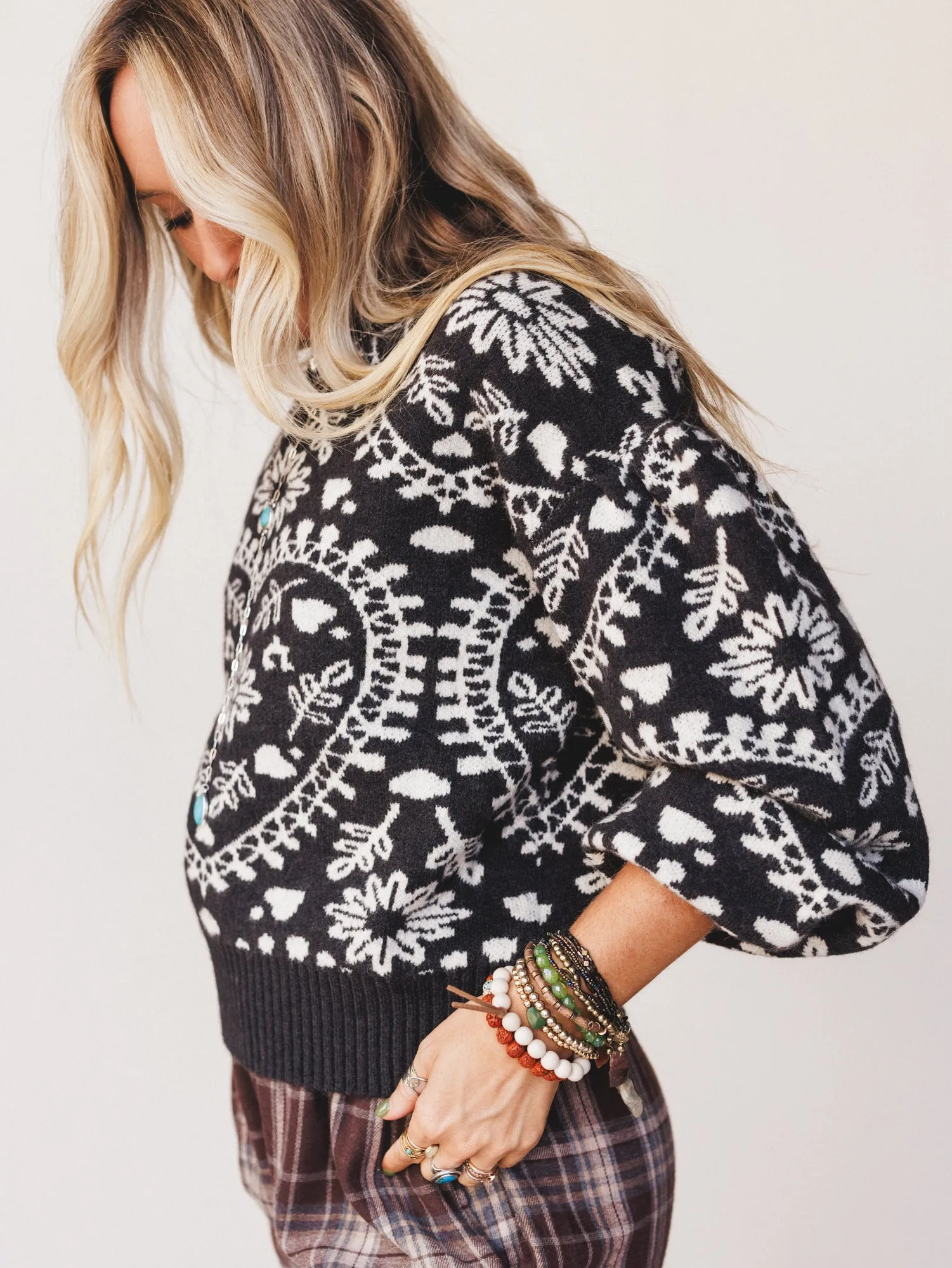 Heart Garden Sweater - Charcoal sold by Three Bird Nest product image thumbnail 2