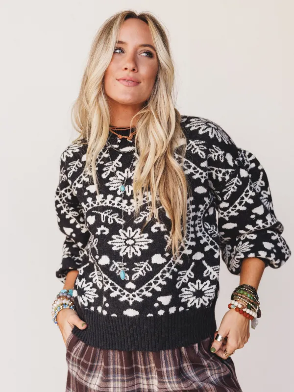 Heart Garden Sweater - Charcoal made by Listicle