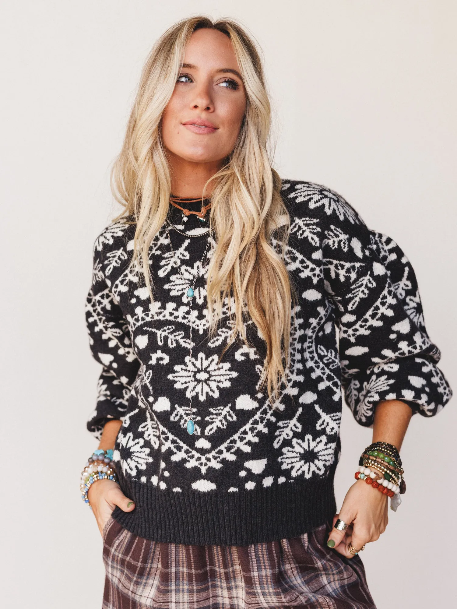 Heart Garden Sweater - Charcoal sold by Three Bird Nest