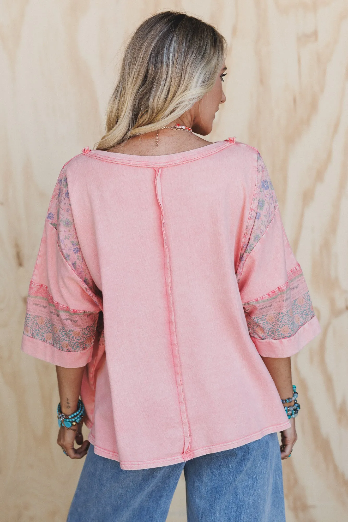 Find Your Path Mix Print Top - Coral sold by Three Bird Nest product image thumbnail 4