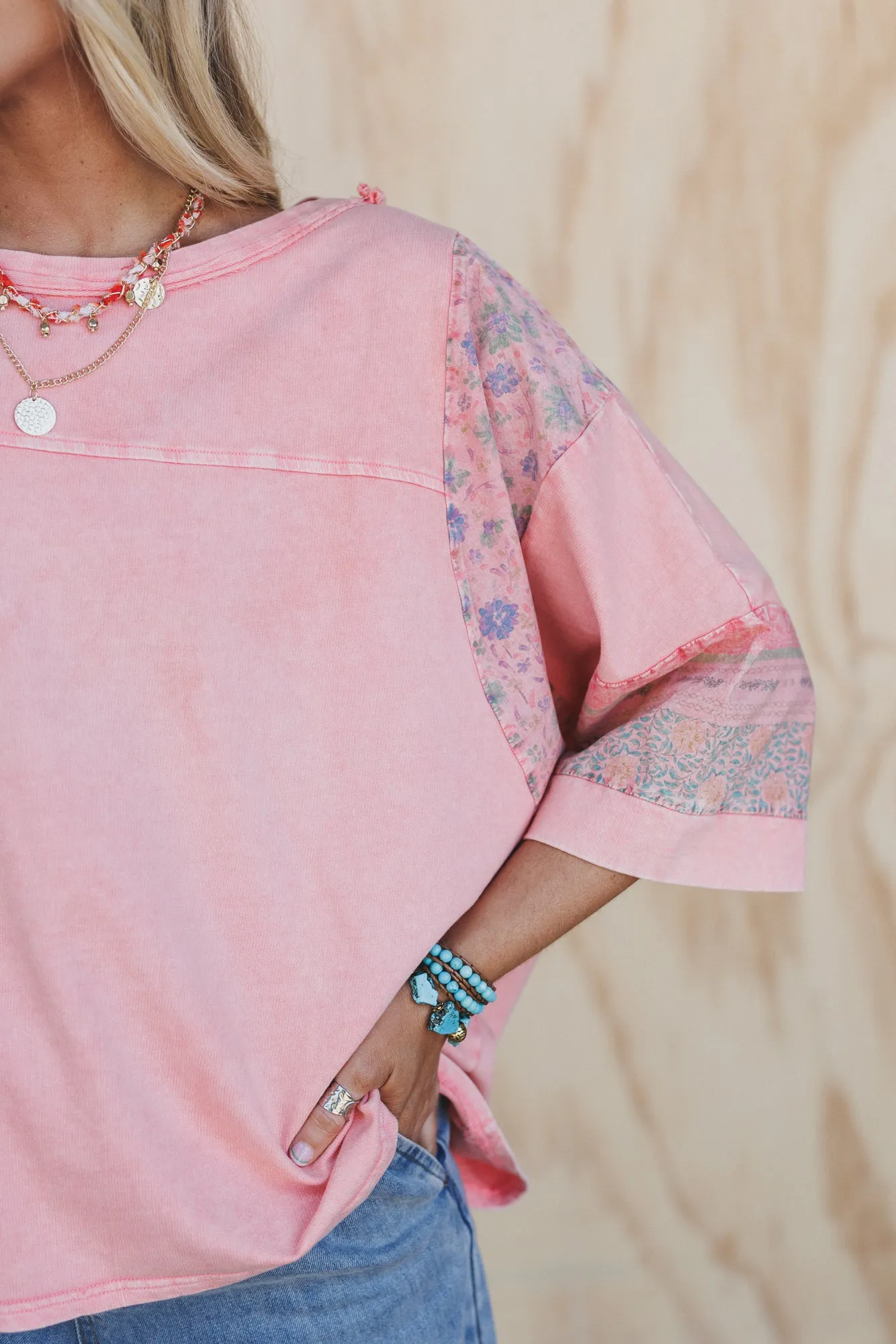 Find Your Path Mix Print Top - Coral sold by Three Bird Nest product image thumbnail 2