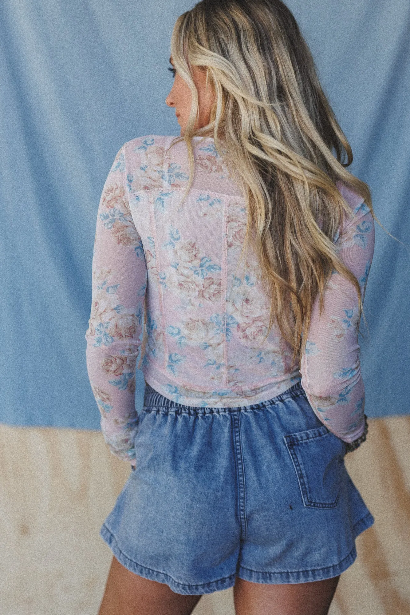Heidi Floral Mesh Top - Blush sold by Three Bird Nest product image thumbnail 4
