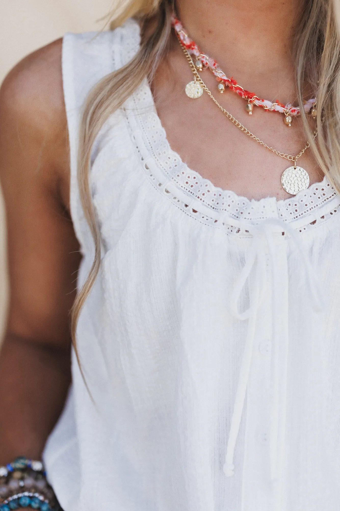 Brea Blossom Sleeveless Top - Off White sold by Three Bird Nest product image thumbnail 2