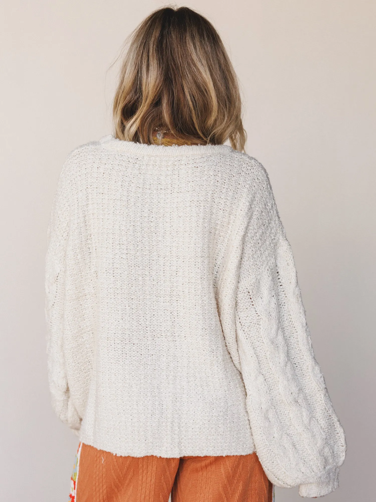 Coastal Dreamer Cable Knit Sweater - Cream sold by Three Bird Nest product image thumbnail 5