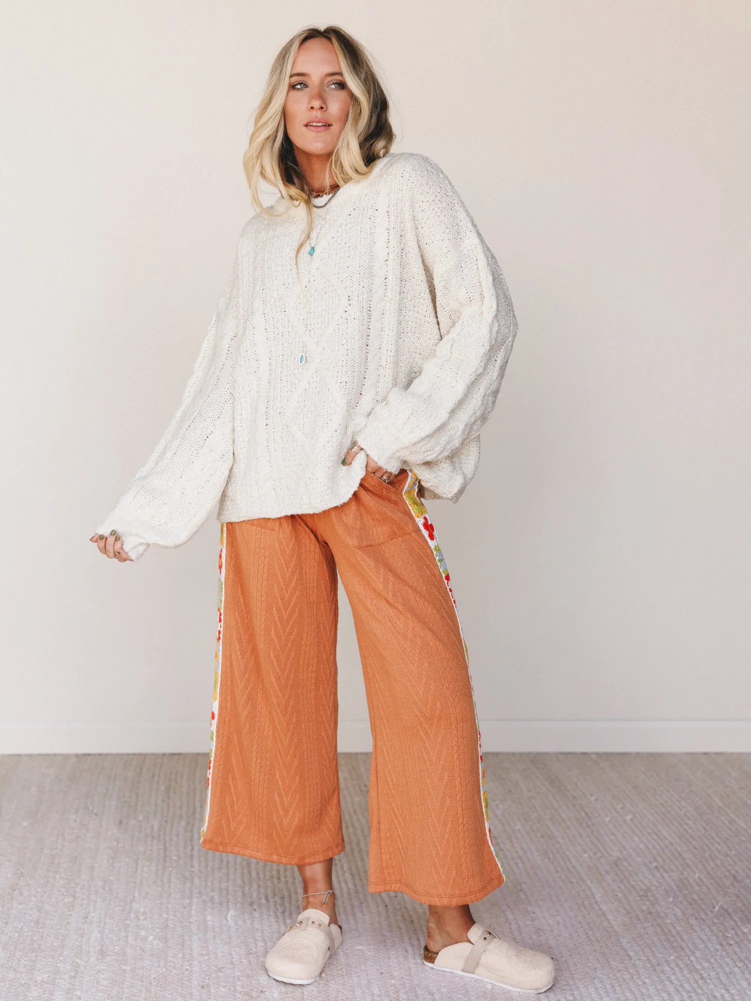 Coastal Dreamer Cable Knit Sweater - Cream sold by Three Bird Nest product image thumbnail 4