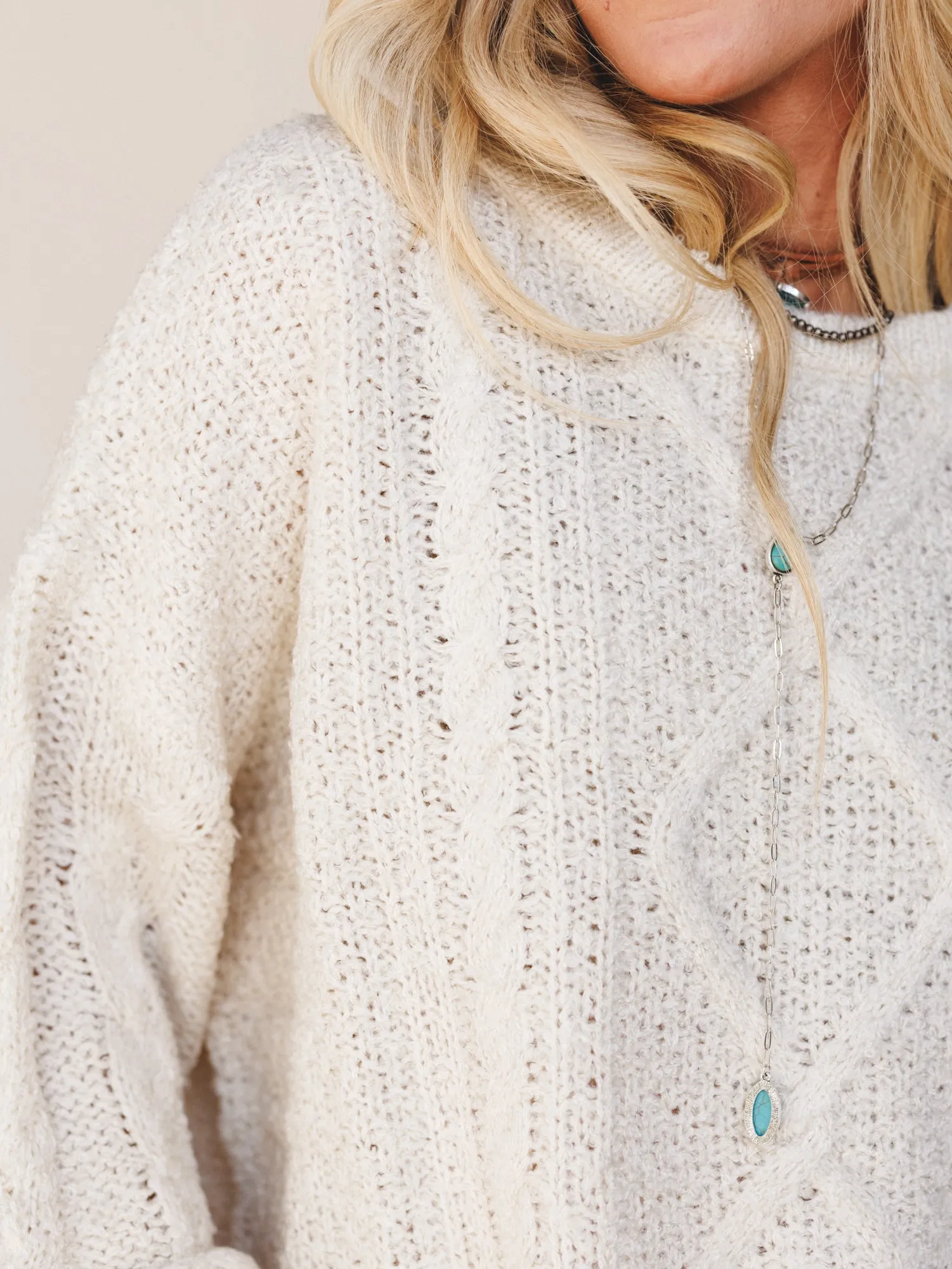 Coastal Dreamer Cable Knit Sweater - Cream sold by Three Bird Nest product image thumbnail 2