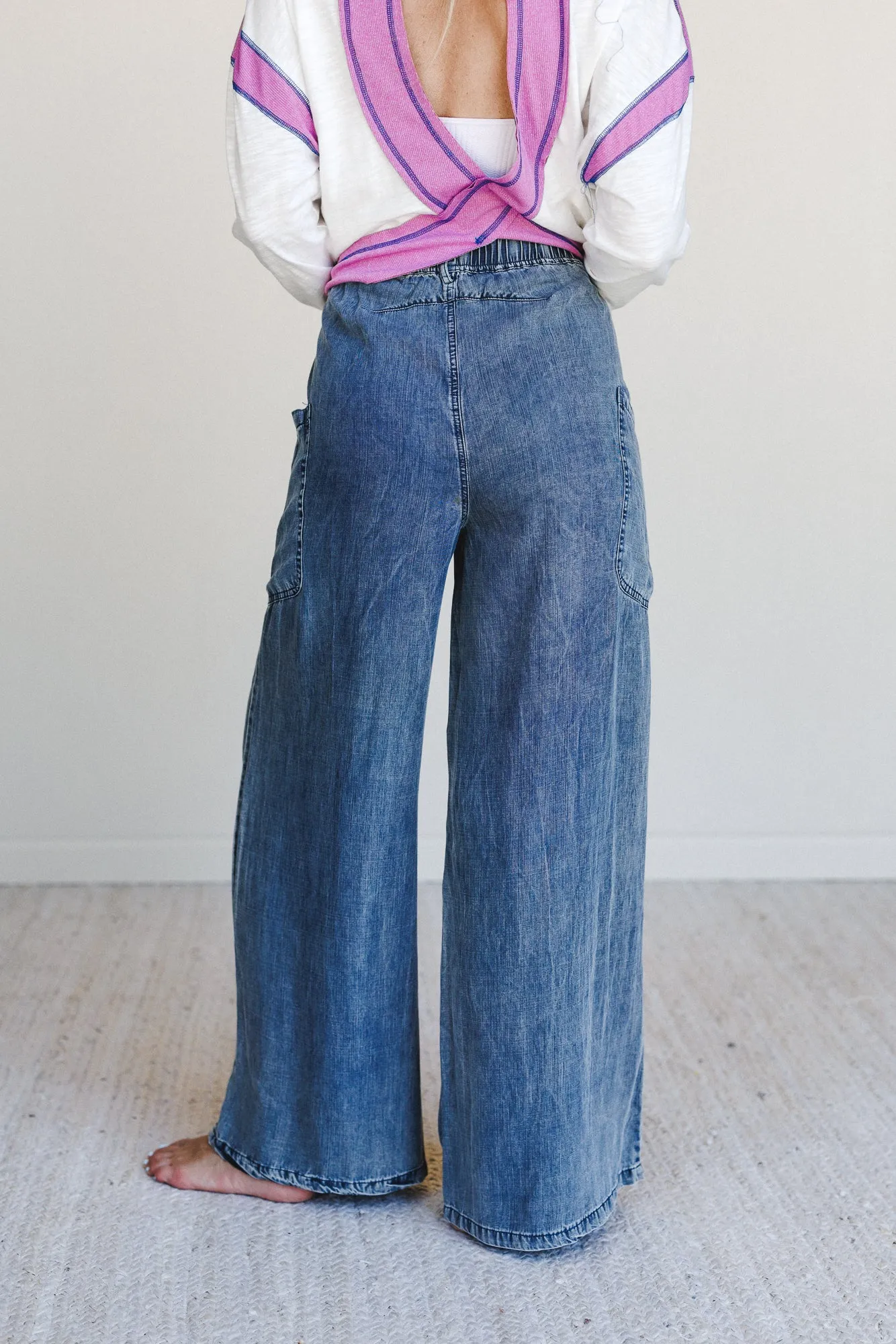 Beyond Love Wide Leg Jeans - Dark Denim sold by Three Bird Nest product image thumbnail 5