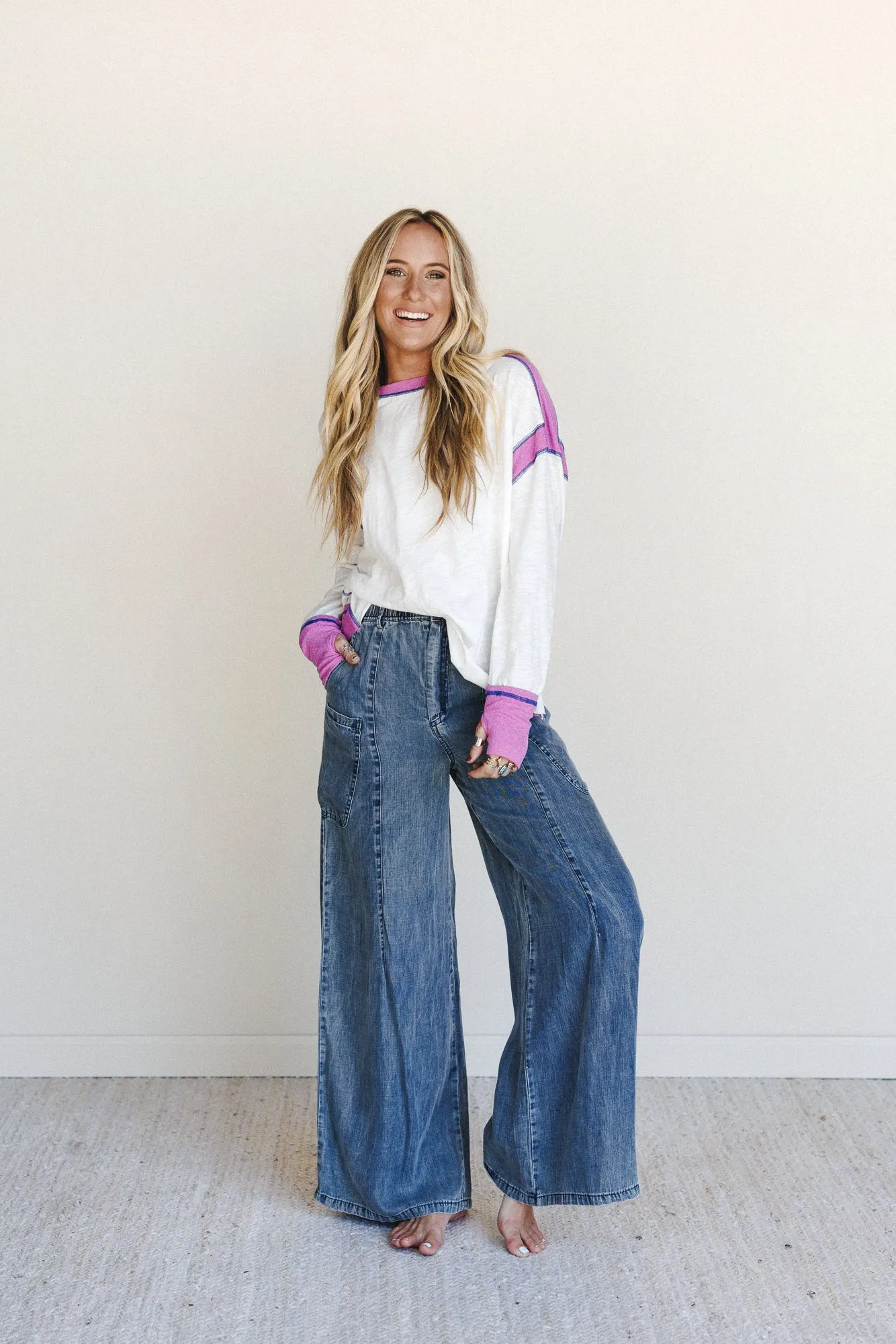 Beyond Love Wide Leg Jeans - Dark Denim sold by Three Bird Nest product image thumbnail 4