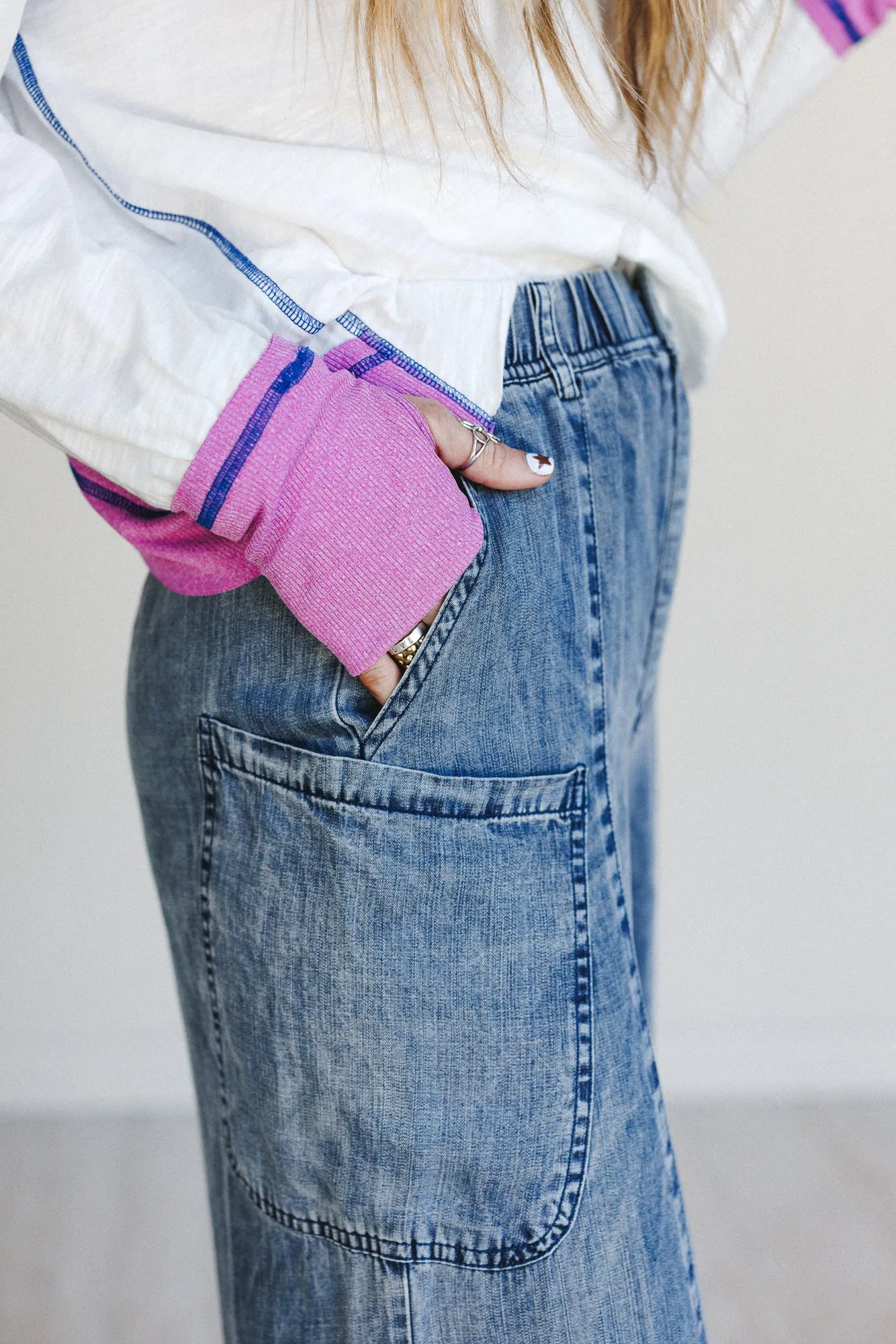 Beyond Love Wide Leg Jeans - Dark Denim sold by Three Bird Nest product image thumbnail 3