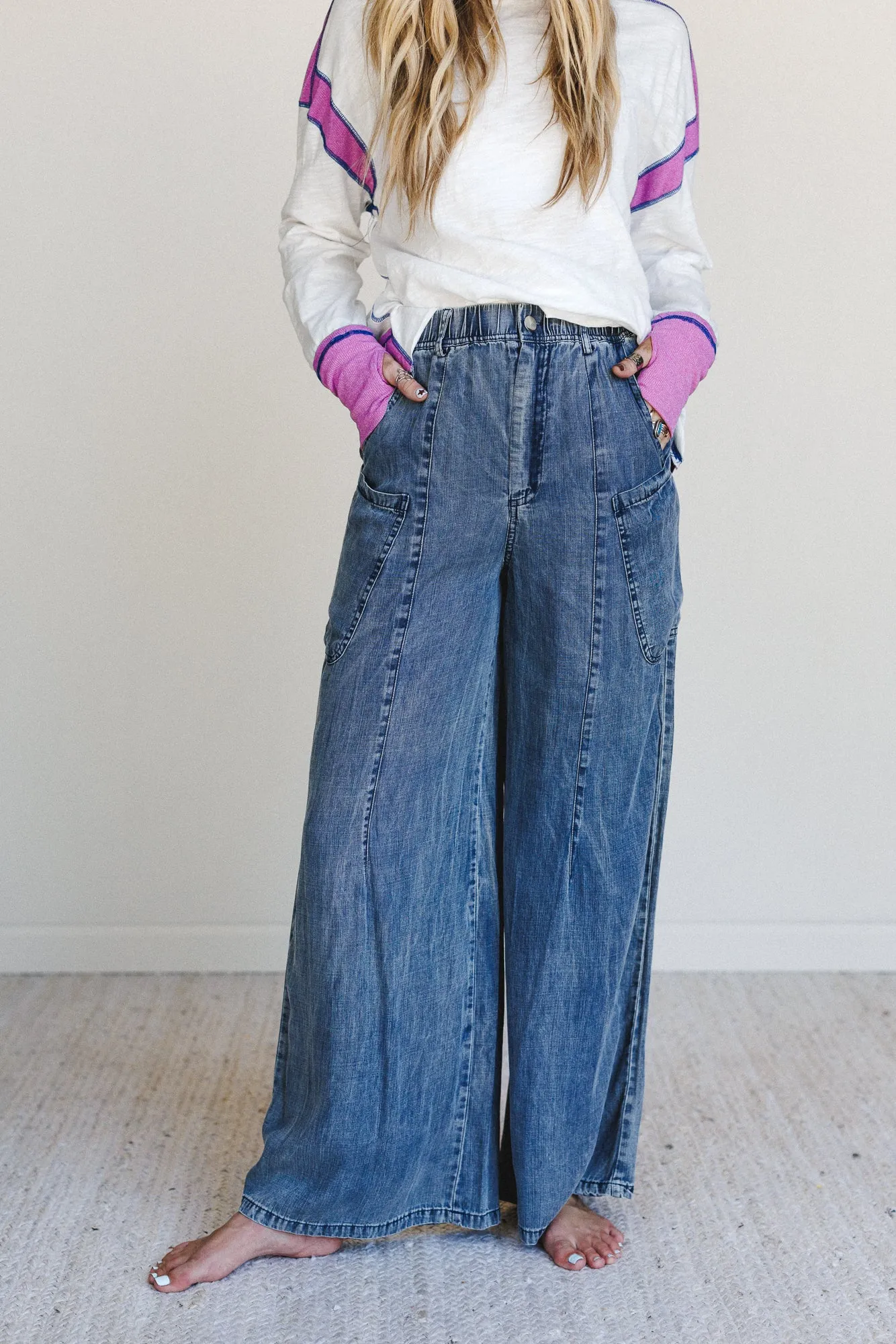 Beyond Love Wide Leg Jeans - Dark Denim sold by Three Bird Nest product image thumbnail 2