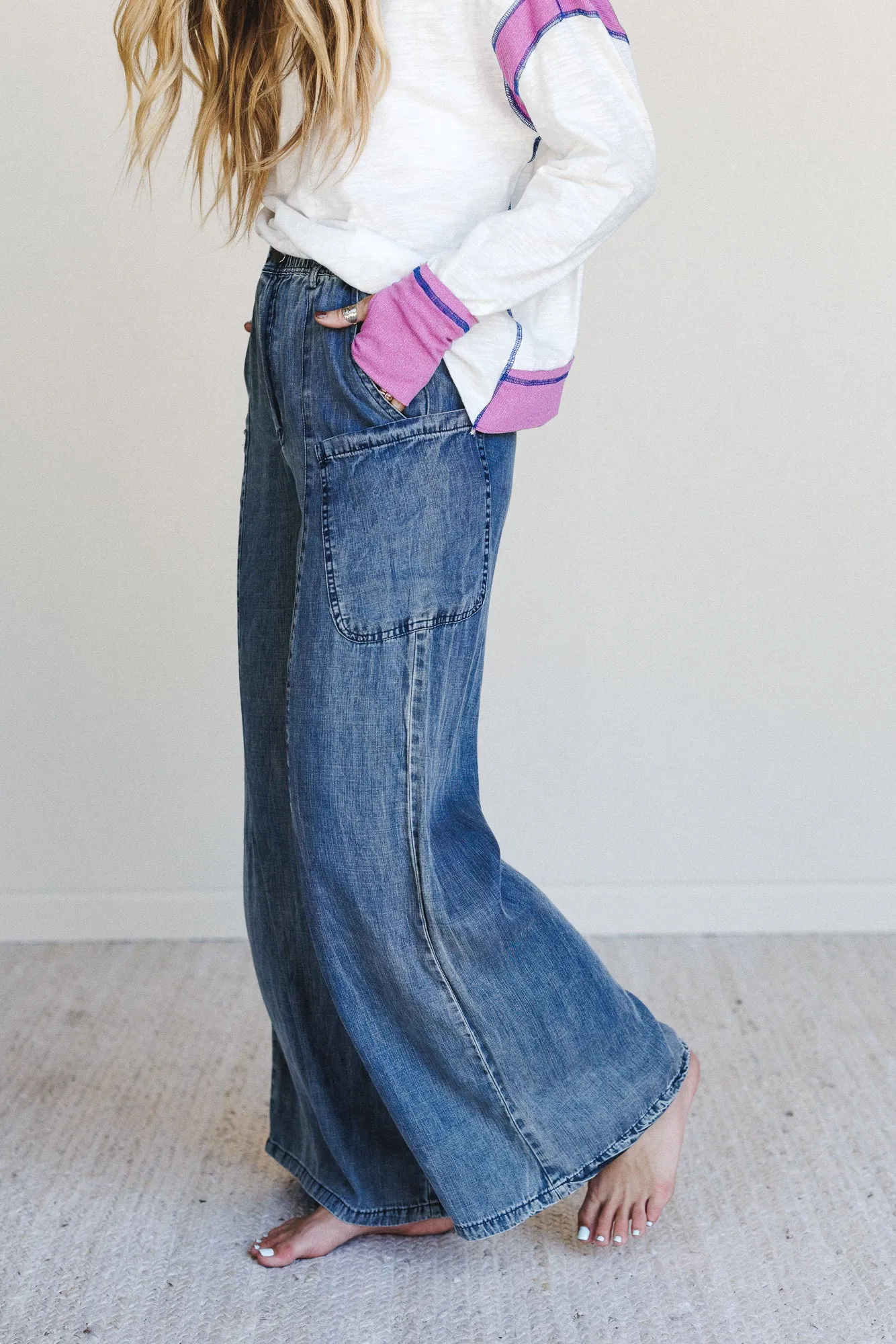 Beyond Love Wide Leg Jeans - Dark Denim sold by Three Bird Nest