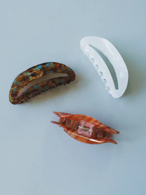 Three Piece Claw Clip Set - Multi made by Fame Accessories