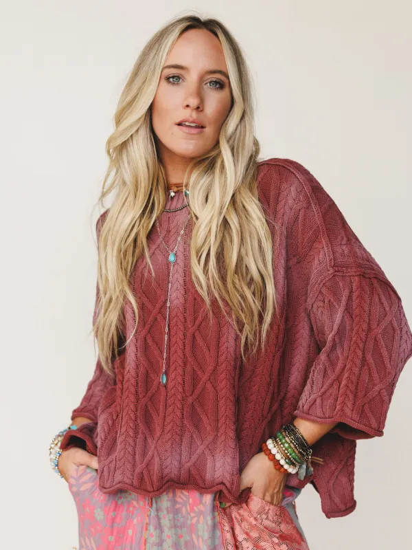 Francis Sweater Top - Wine made by Three Bird Nest