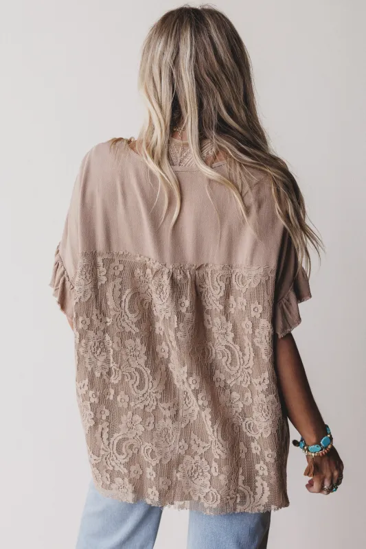 Zhara Lace Back Top - Mocha made by easel