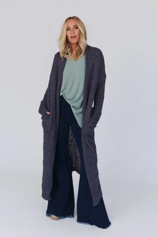 Wednesday Duster Cardigan - Charcoal made by Listicle