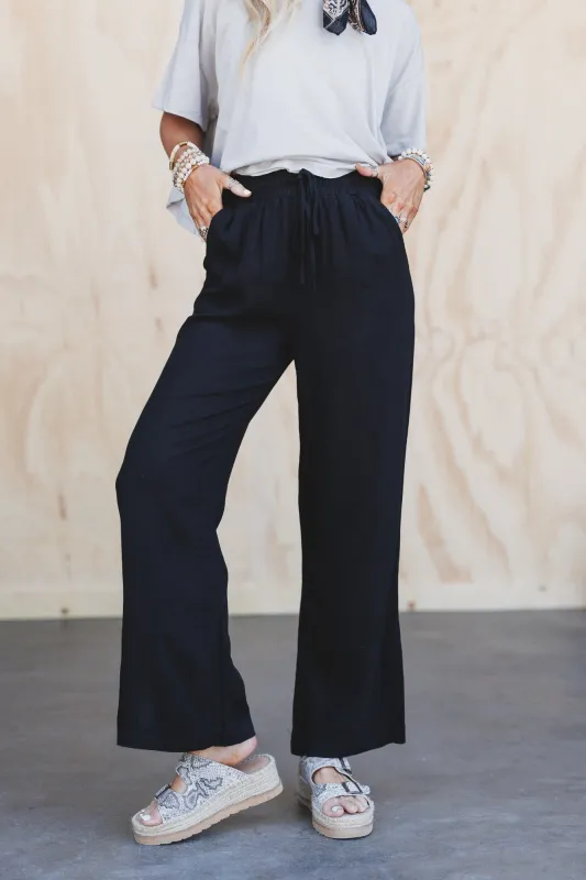 True Form Wide Leg Pants - Black made by Zenana